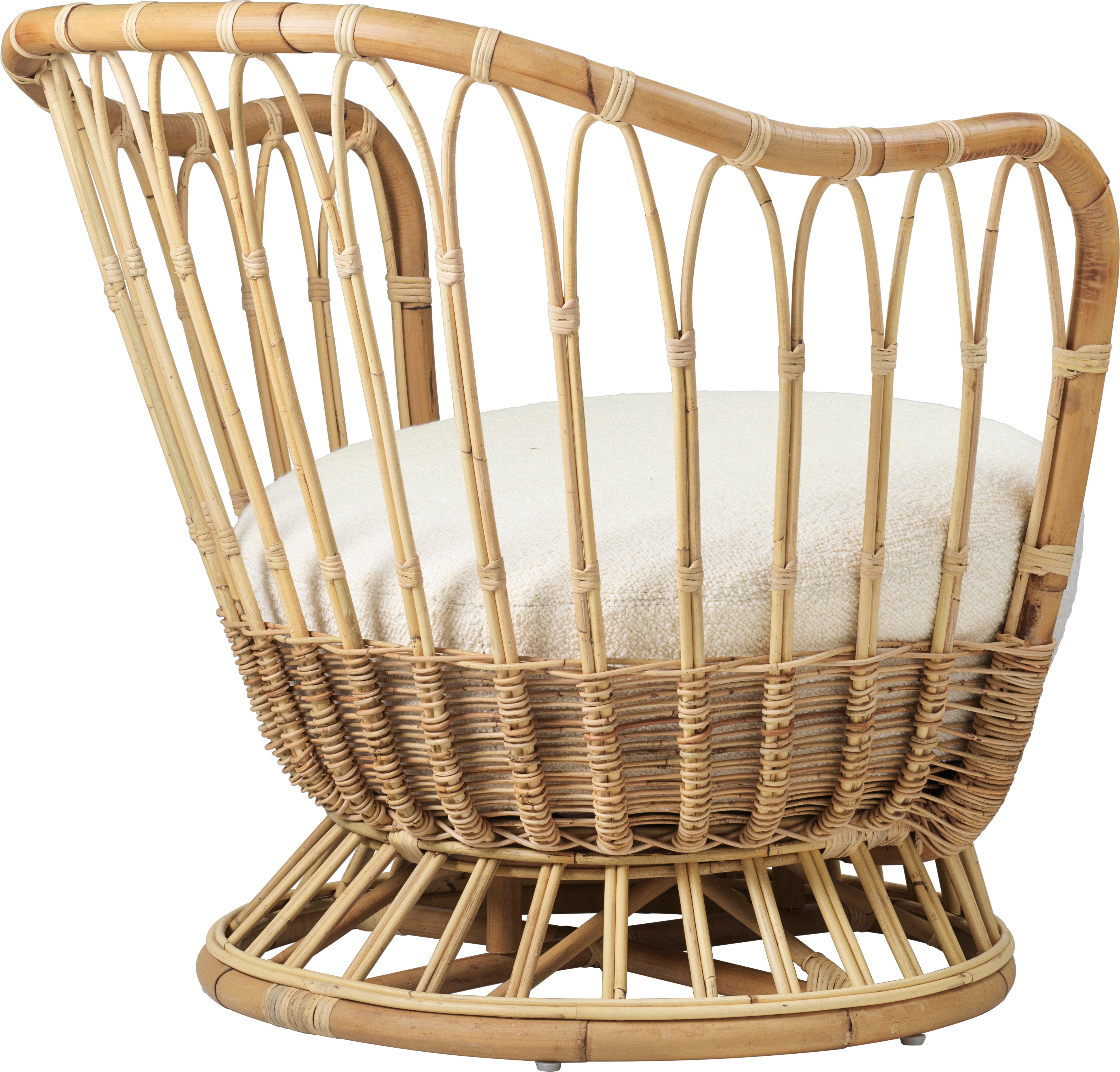Fauteuil GRACE gestoffeerd met een rotan basis