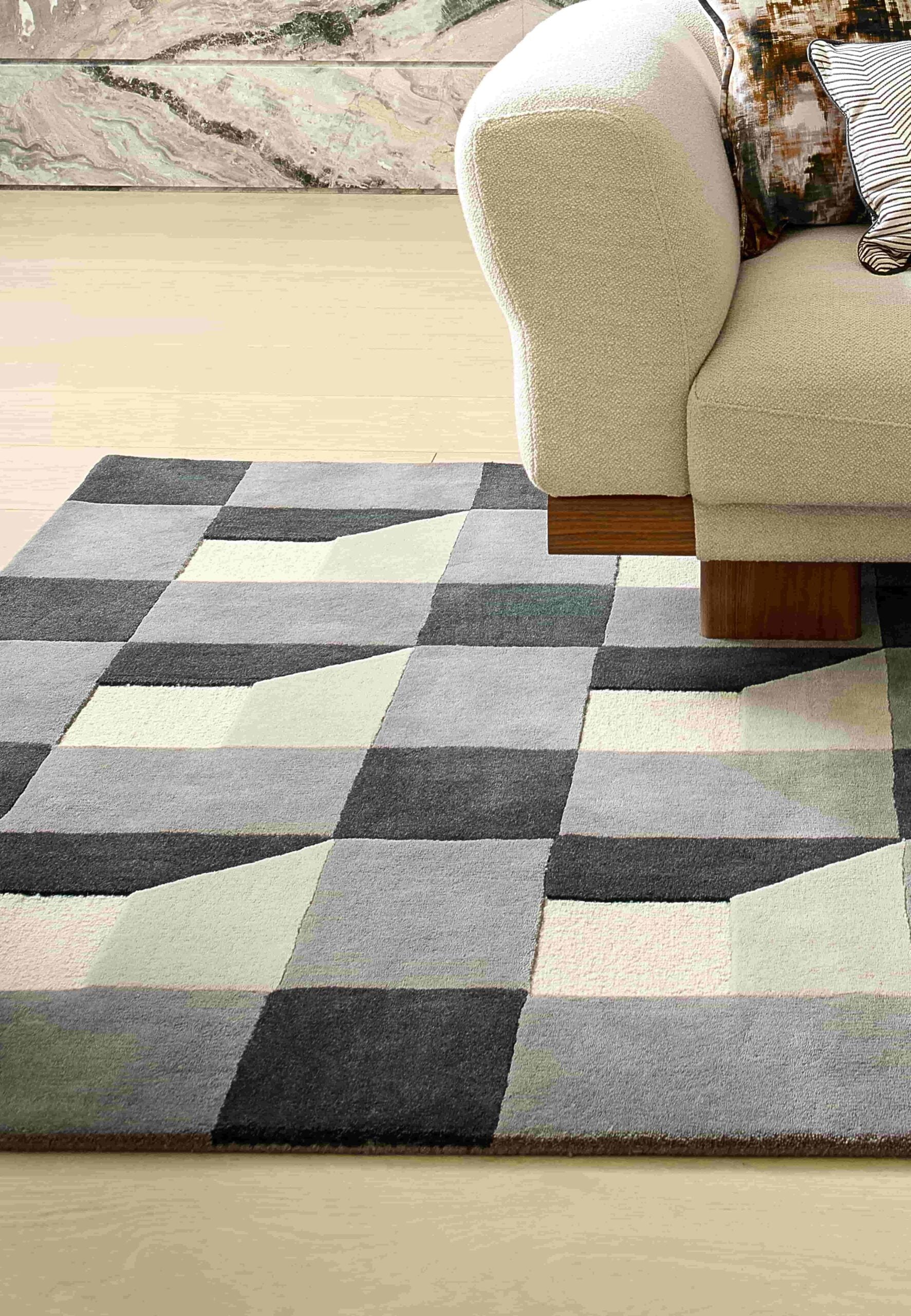 BLOCKS SLATE gray-beige rug