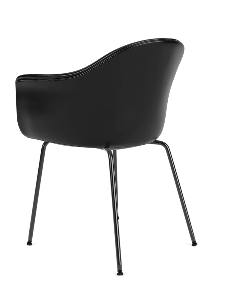 Stoel met armleuningen HARBOUR zwart leer met zwarte stalen basis