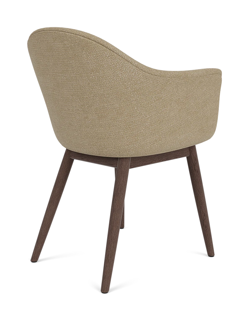 Fauteuil met armleuningen HARBOUR beige bouclé met een donkere eiken basis