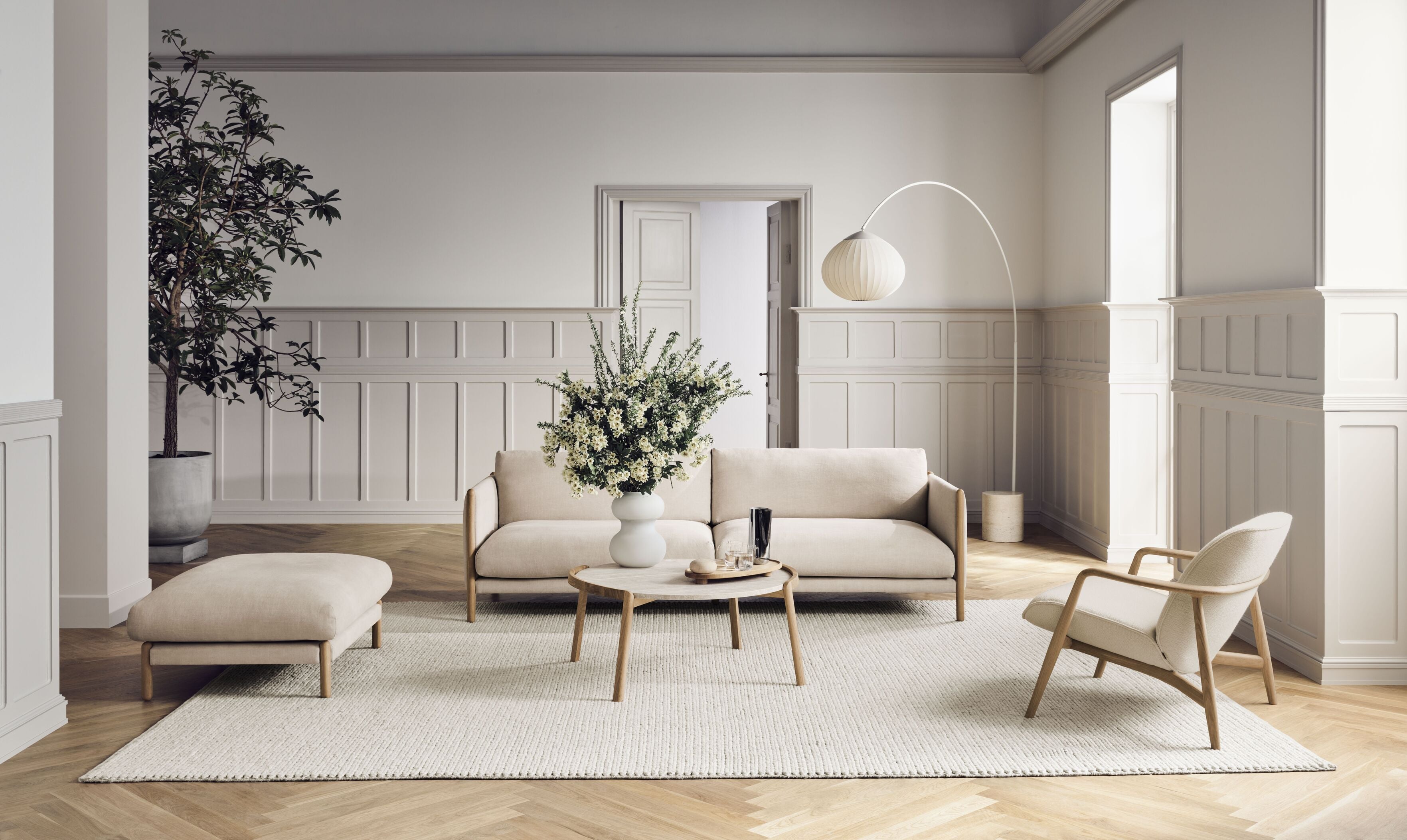 Sofa 3-zits HAYDEN eiken basis