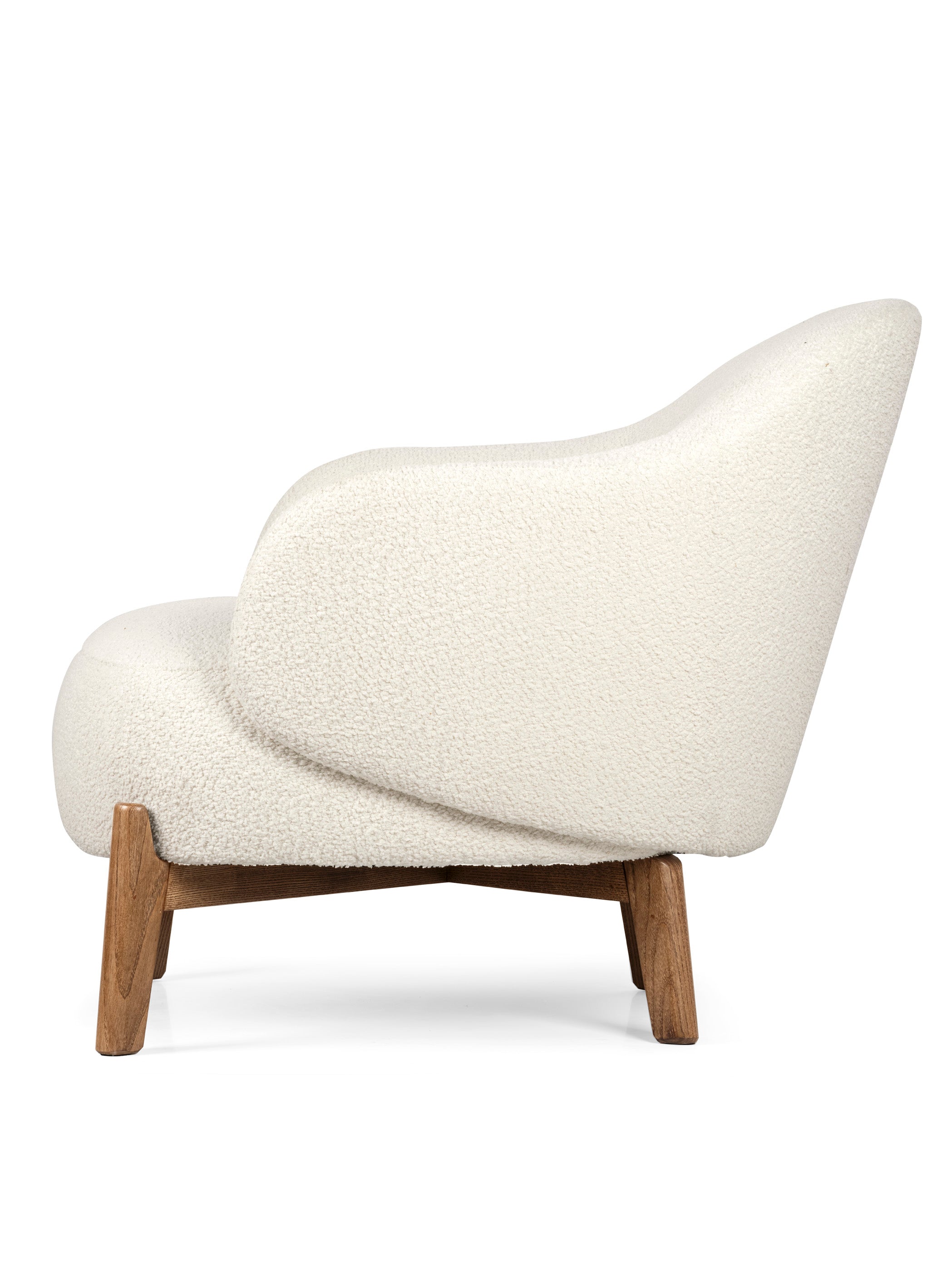 Fauteuil HOLLY FAB gestoffeerd met een notenhouten basis