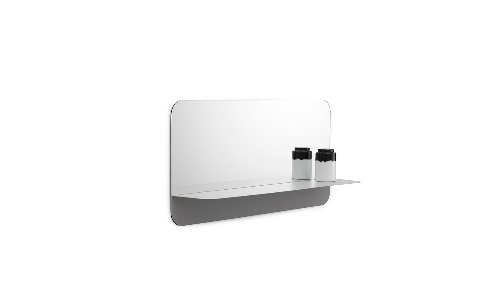 HORIZON HORIZONTAL Mirror with Shelf Gray