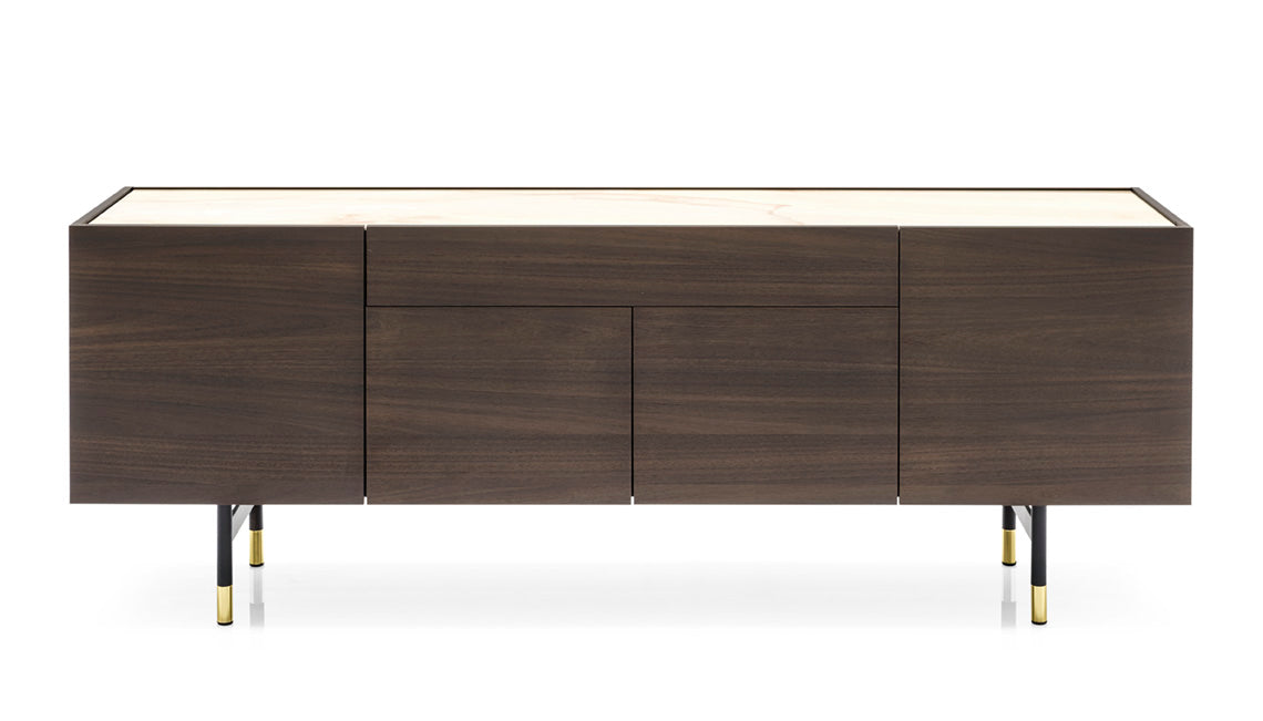 Dressoir HORIZON donker hout met crèmekleurig blad