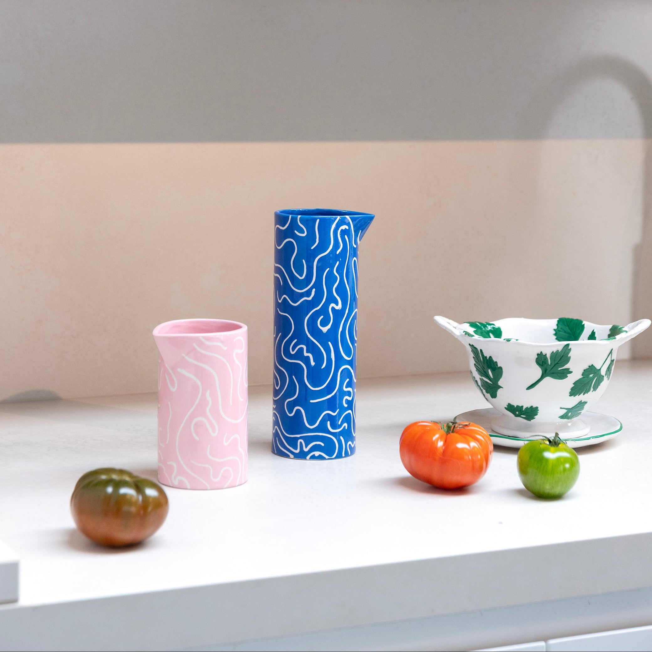 Witte Durszlak met Onderzetter PARSLEY groen