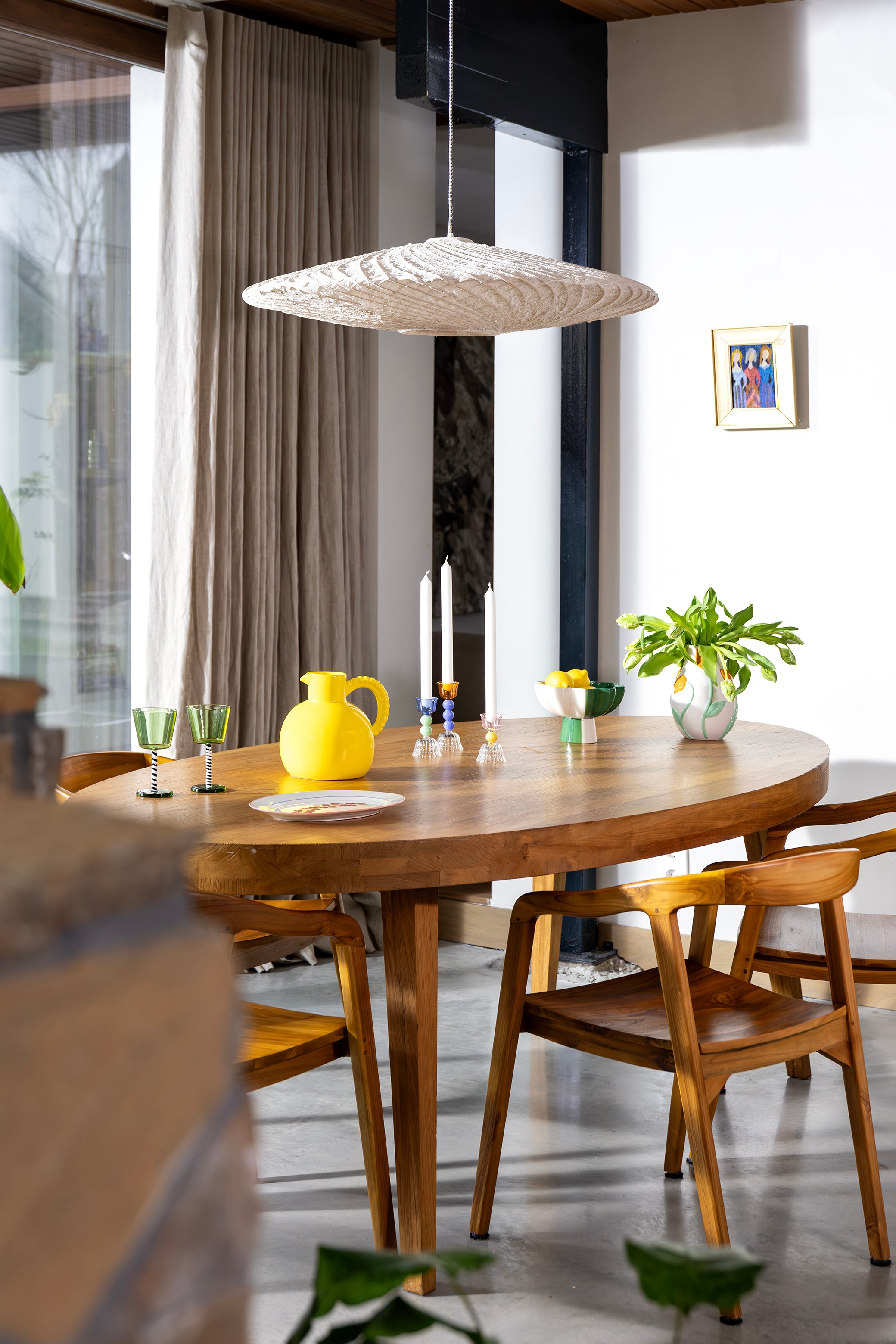 Wazon TULIP wit met groen en oranje