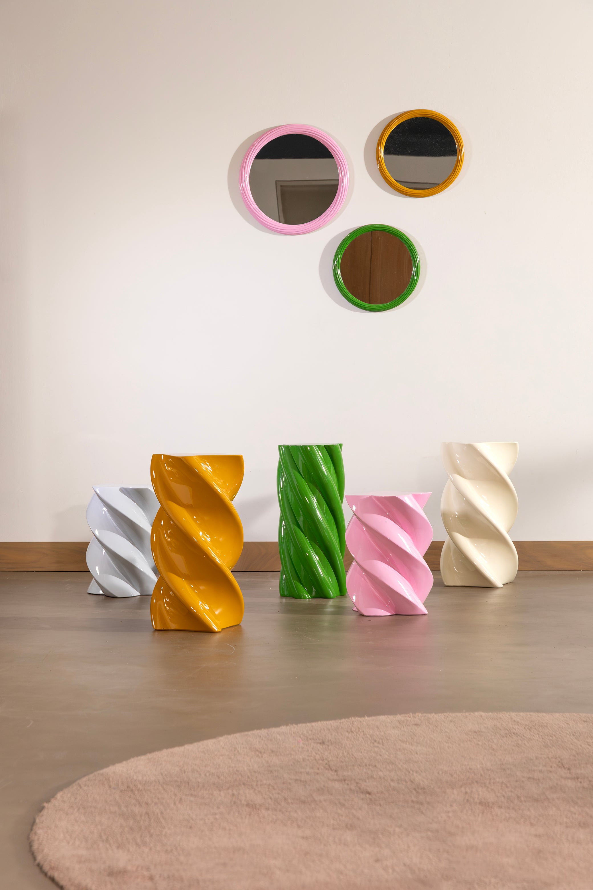 Ronde Lustro CHURROS mosterdkleur