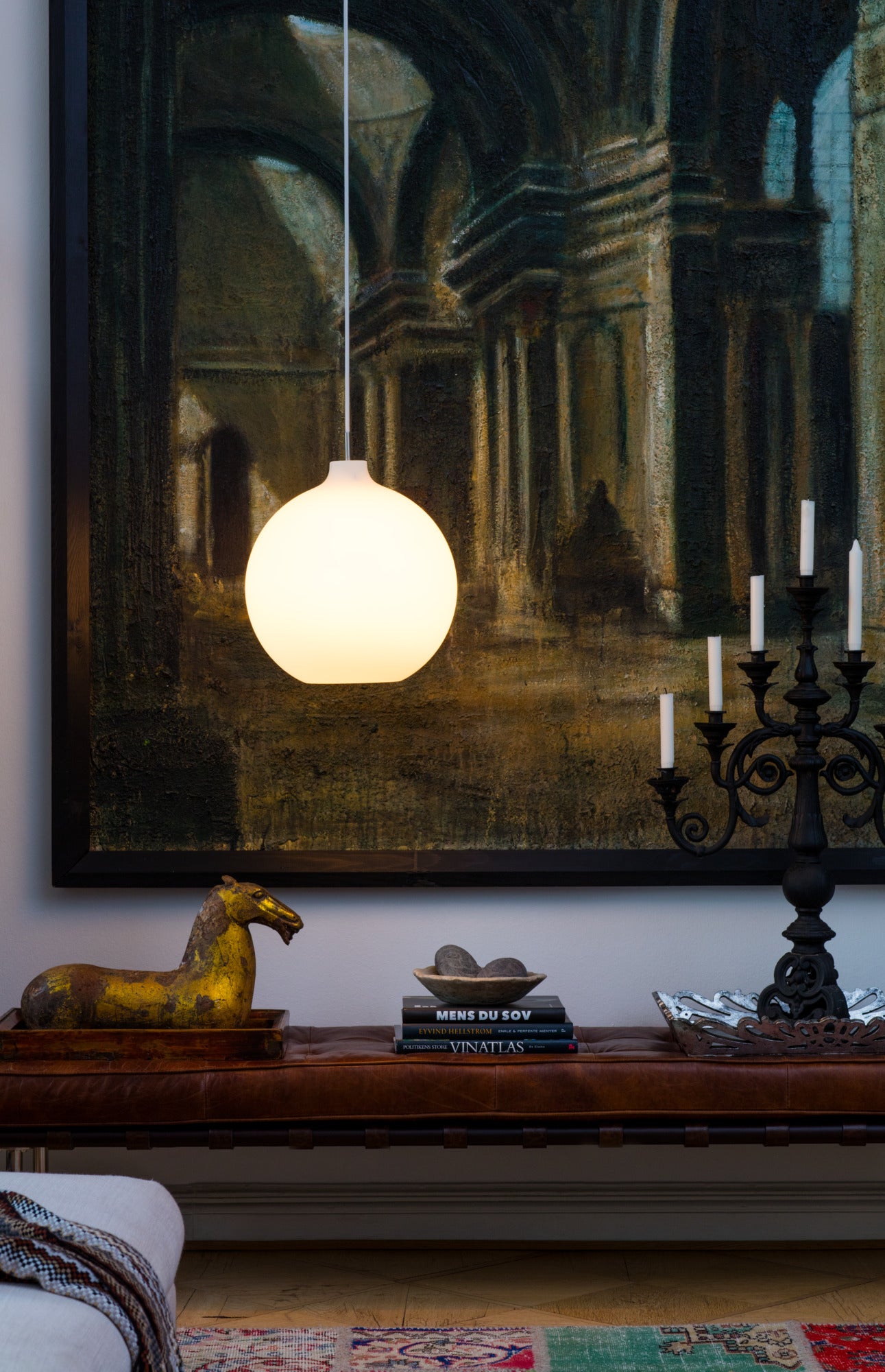 Hanglamp WOHLERT wit glas