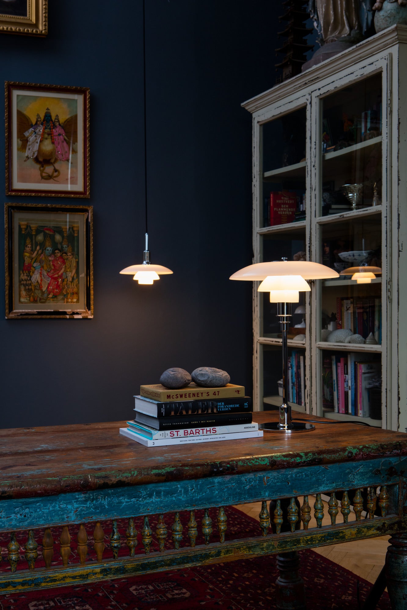 Lampa stołowa PH 3/2 biały z chromowaną podstawą