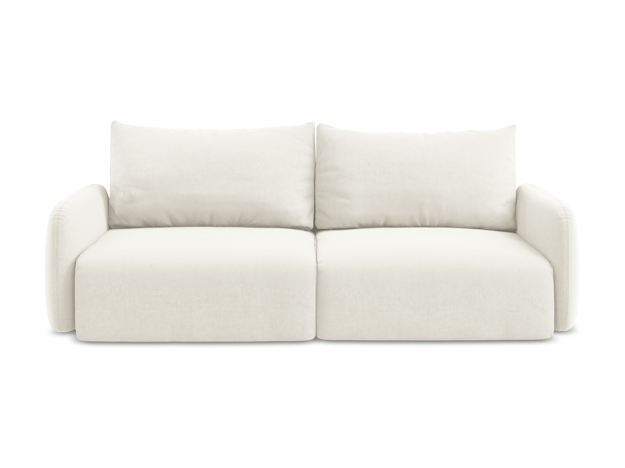 Sofa van fluweel voor 3 personen met slaapfunctie KALENA lichtbeige