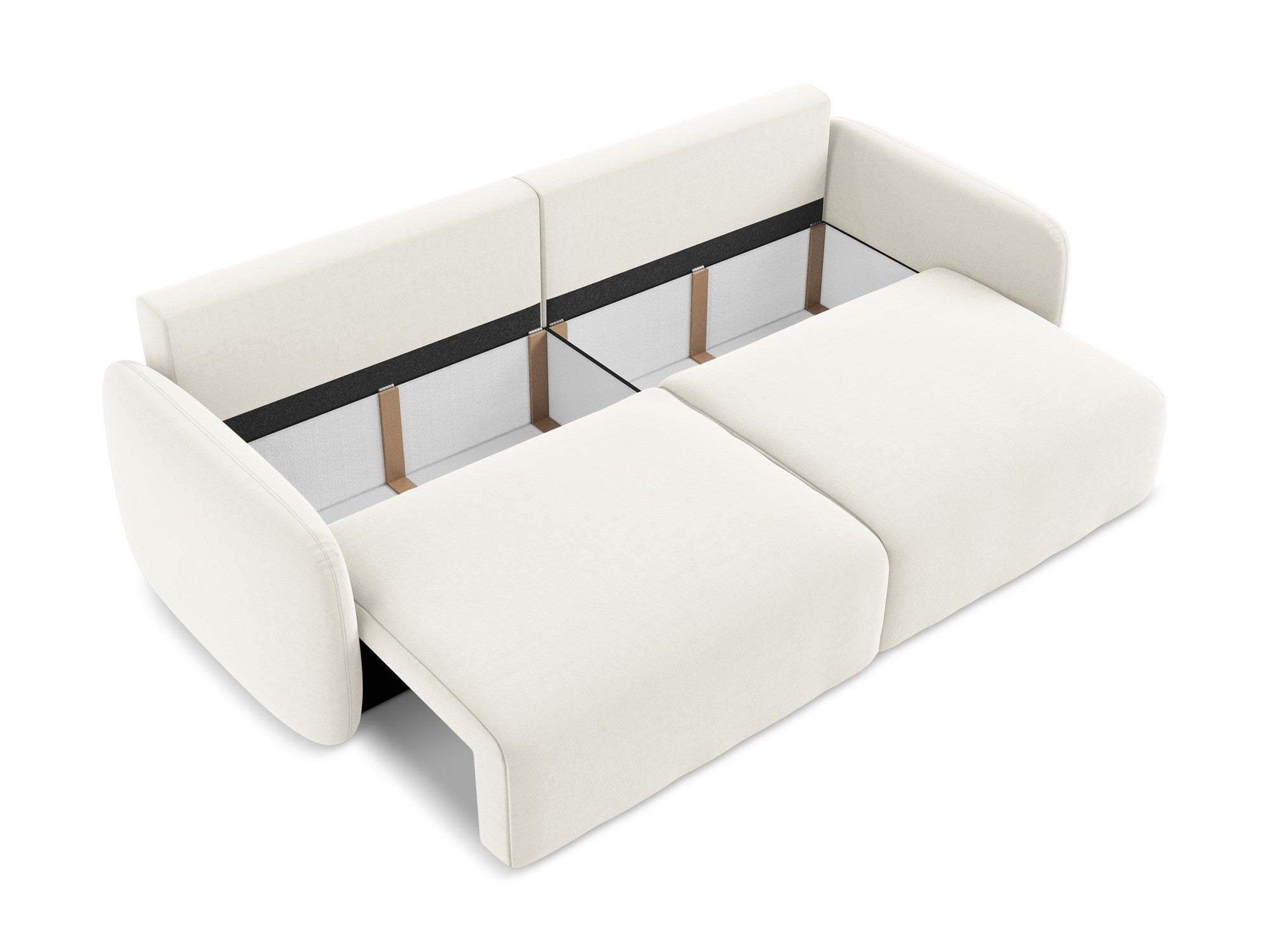 Sofa van fluweel voor 3 personen met slaapfunctie KALENA lichtbeige