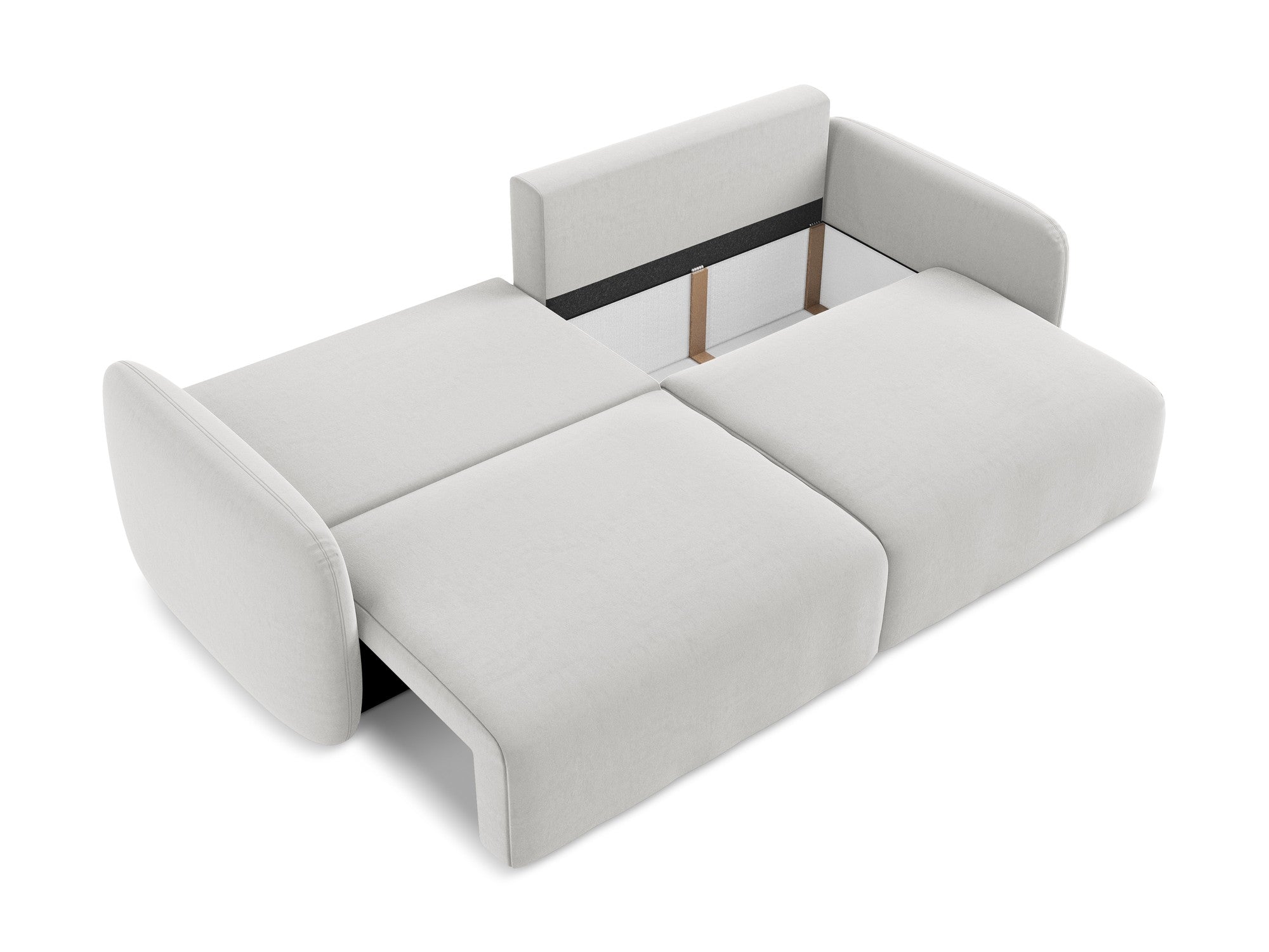 Velvet 3-Seater Sofa with Sleeping Function KALENA Silver