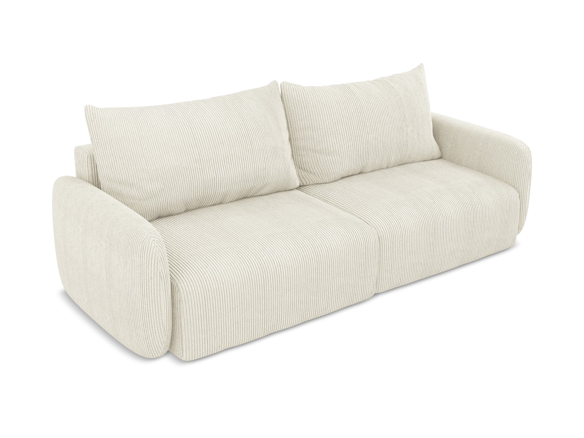 3-Seater Sofa with Sleeping Function KALENA Light Beige Corduroy