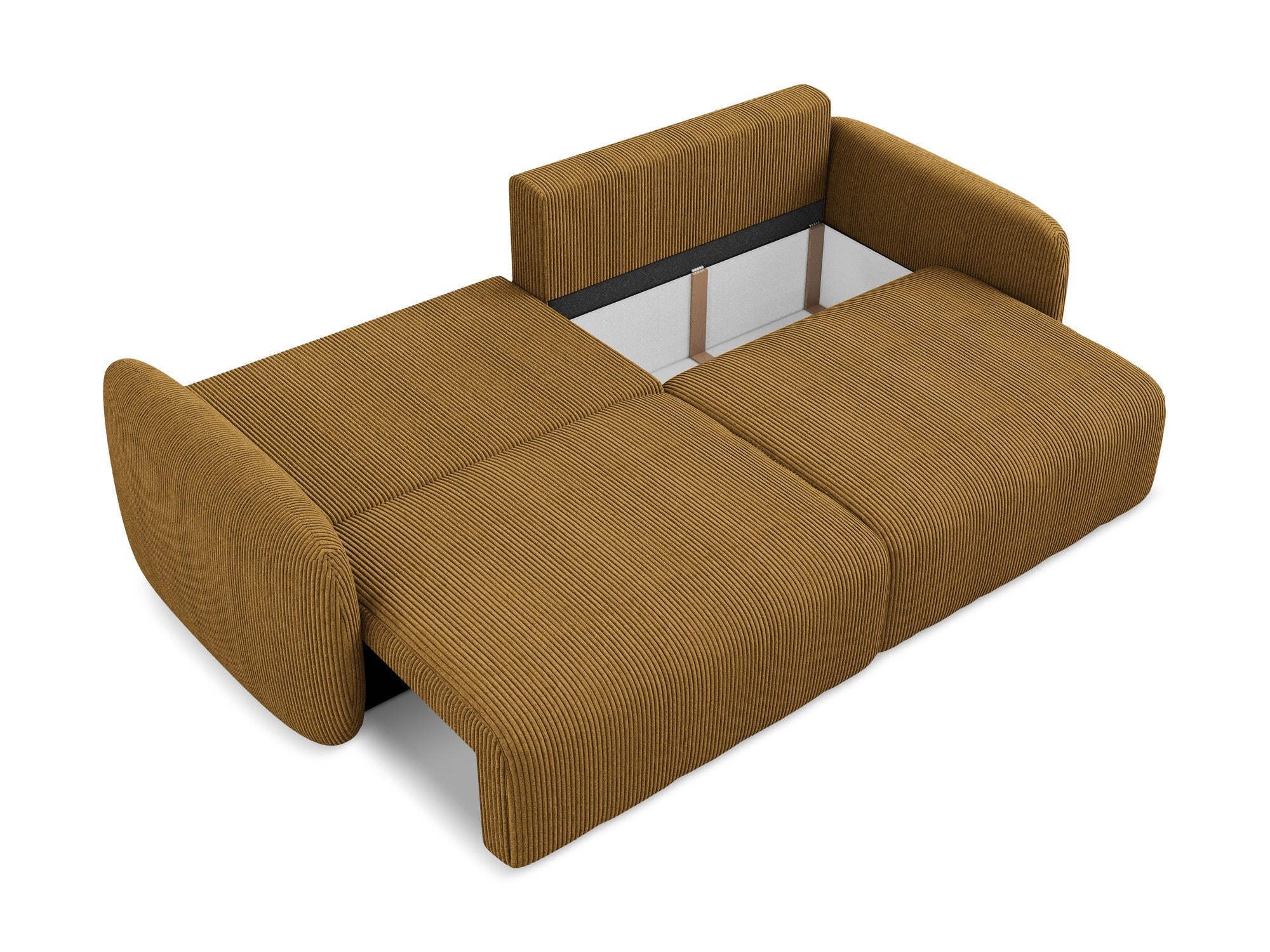 3-Seater Sofa with Sleeping Function KALENA Mustard Corduroy