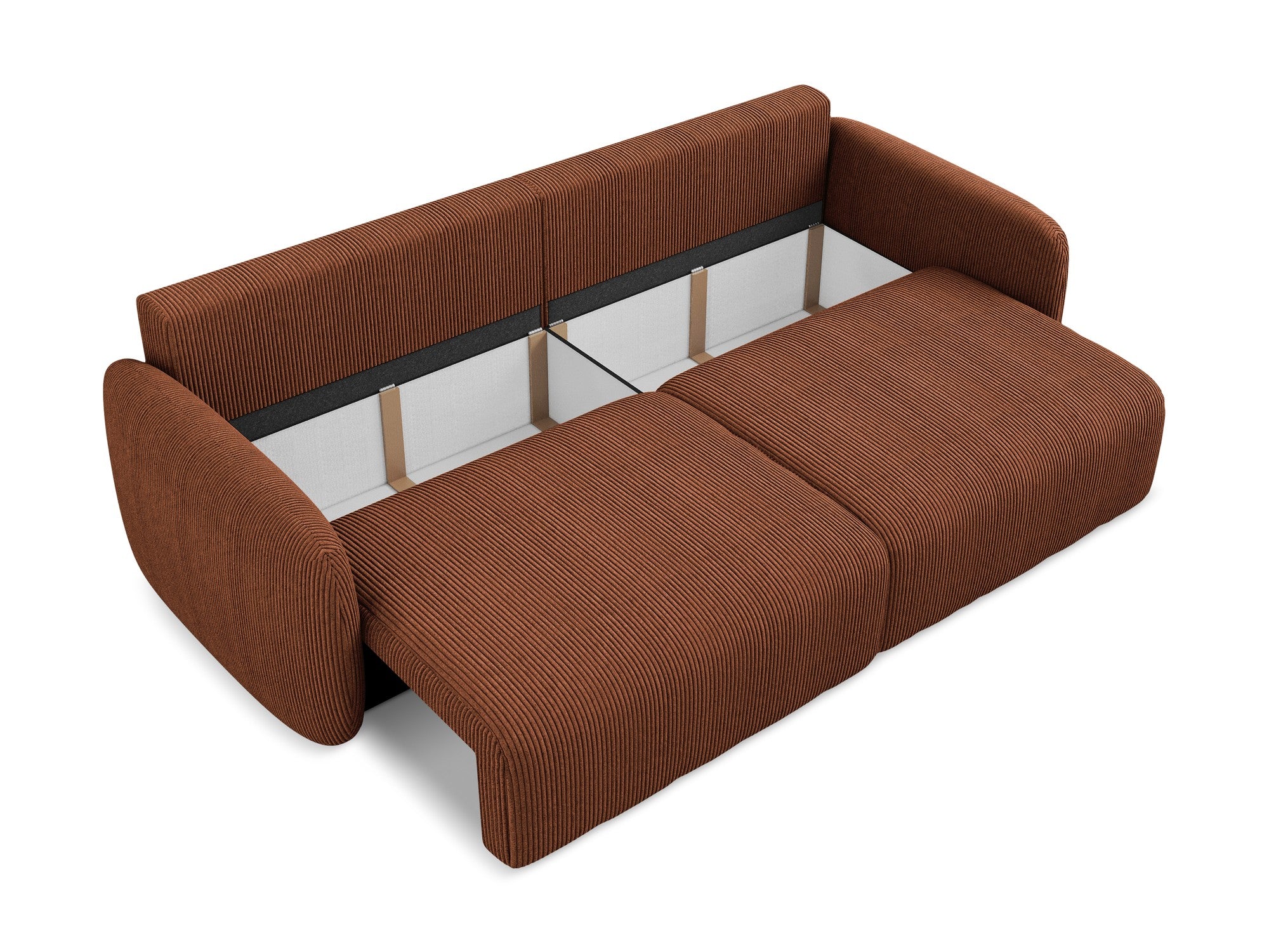 Sofa 3-zits met slaapfunctie KALENA terracotta ribfluweel