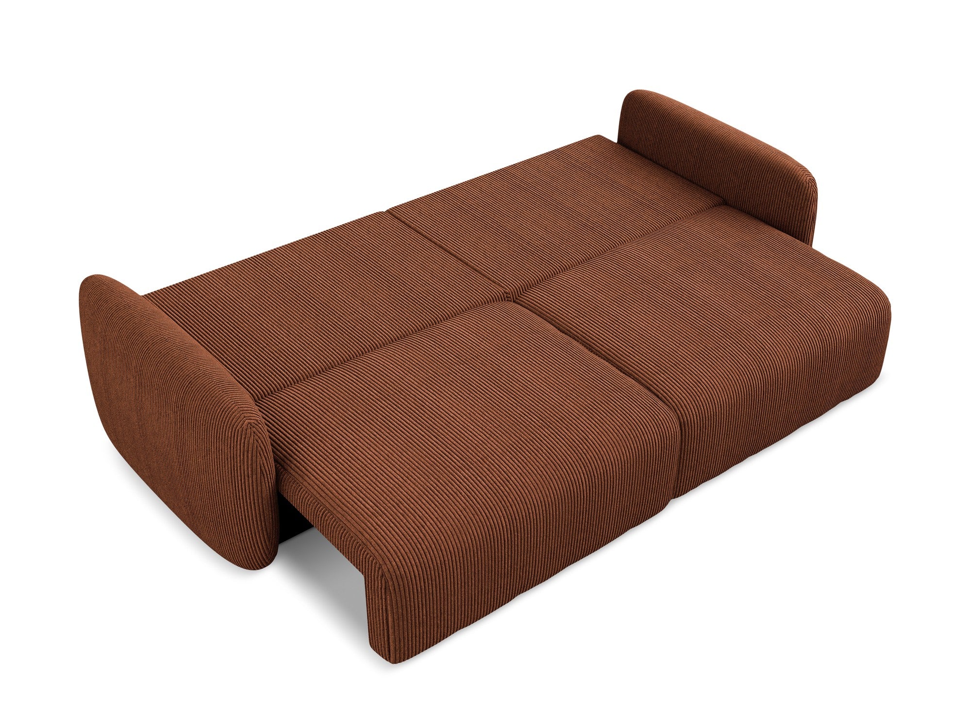 Sofa 3-zits met slaapfunctie KALENA terracotta ribfluweel