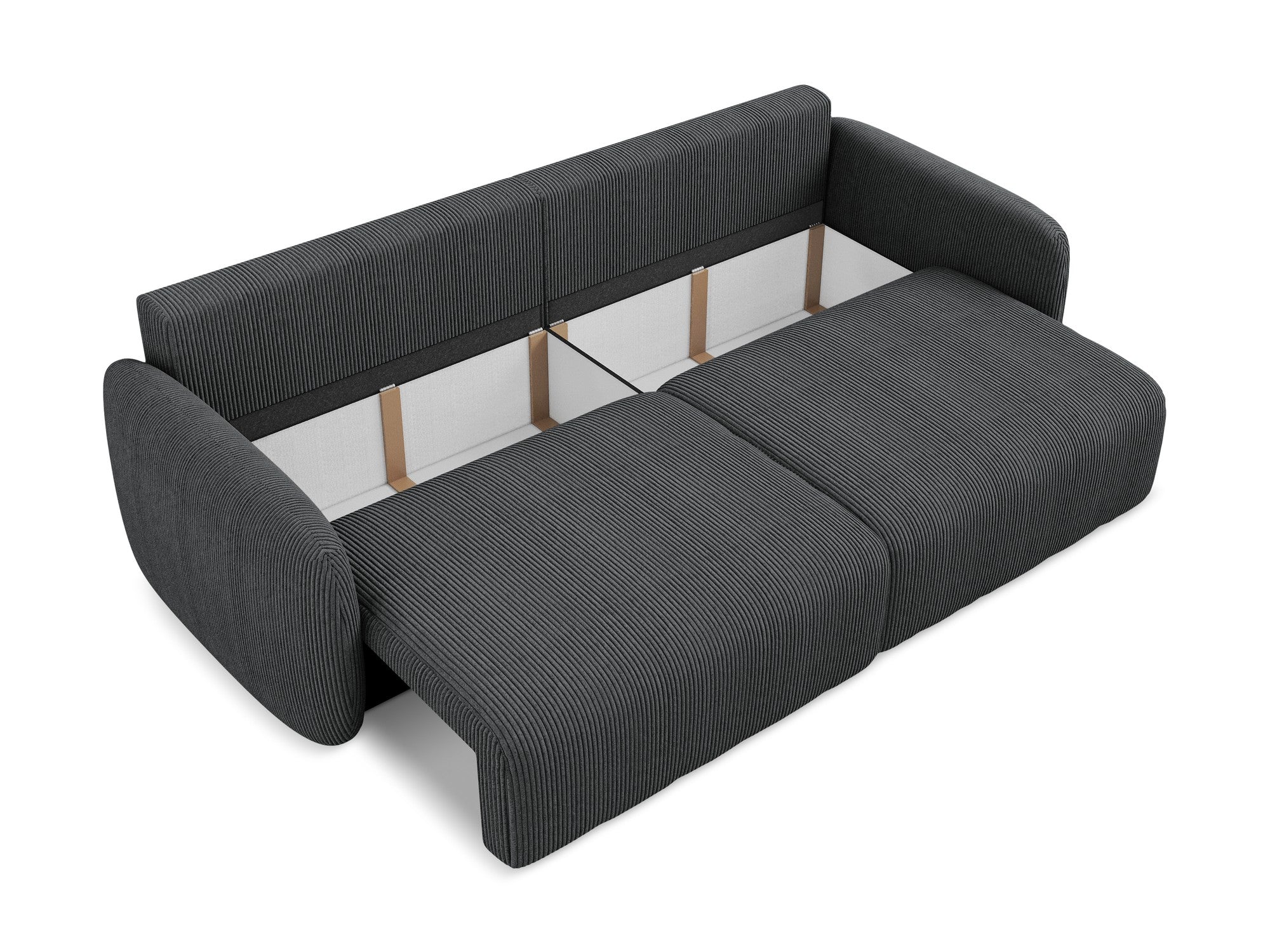 3-Seater Sofa with Sleeping Function KALENA Dark Gray Corduroy