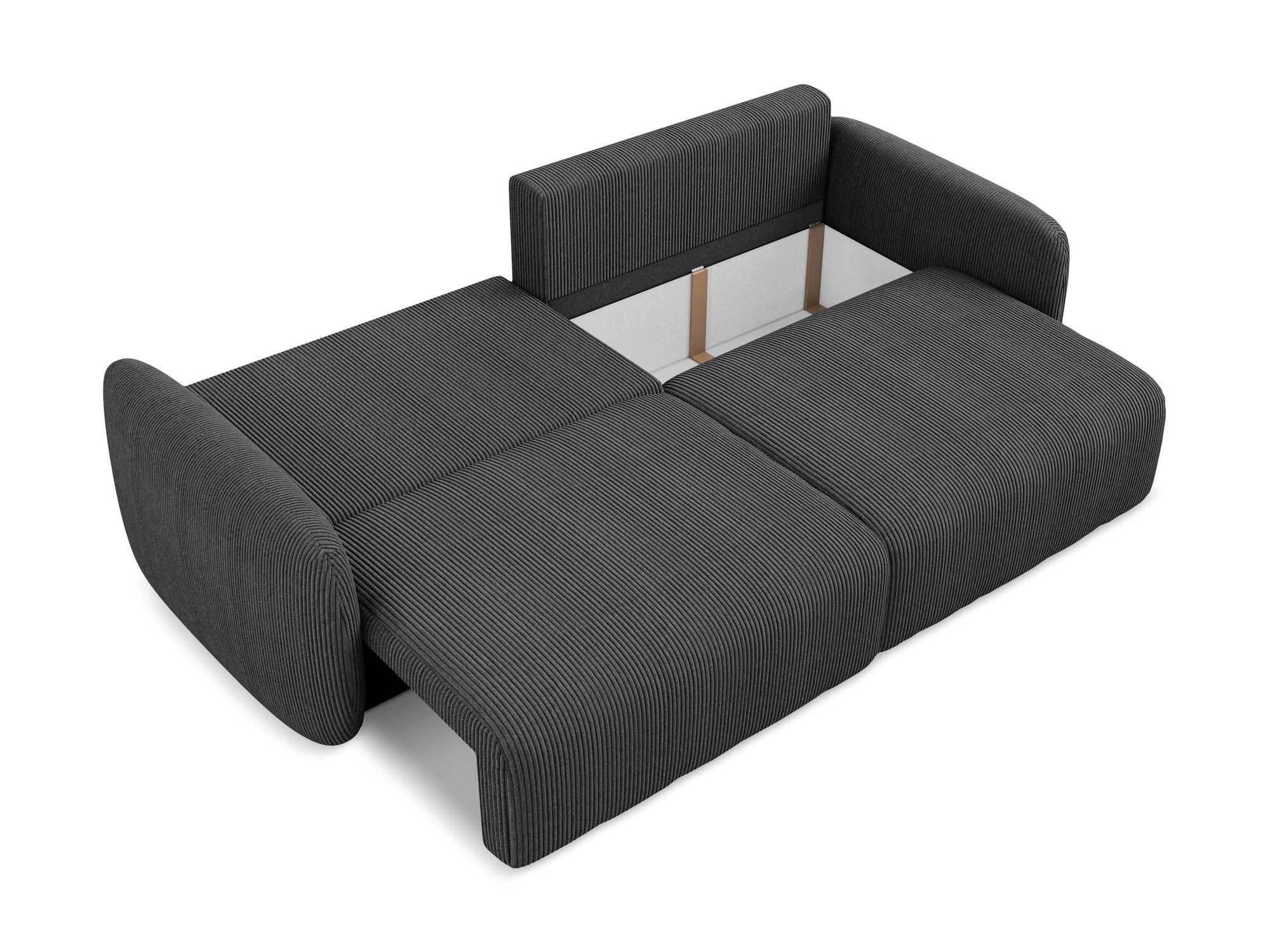 3-Seater Sofa with Sleeping Function KALENA Dark Gray Corduroy