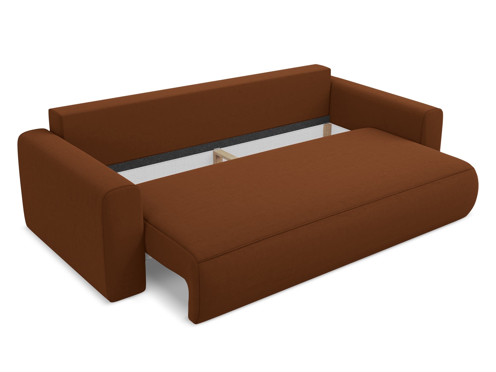 Velvet 3-Seater Sofa with Sleeping Function KAPUA Terracotta