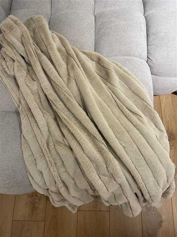 Kave Home Beige Fur Stool - Display Model