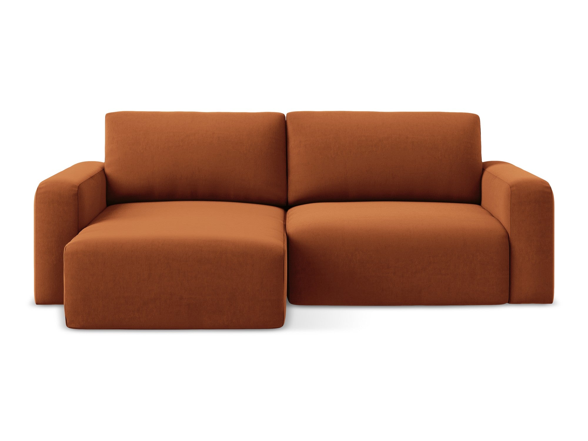 Velours hoekbank links met slaapfunctie KONA terracotta