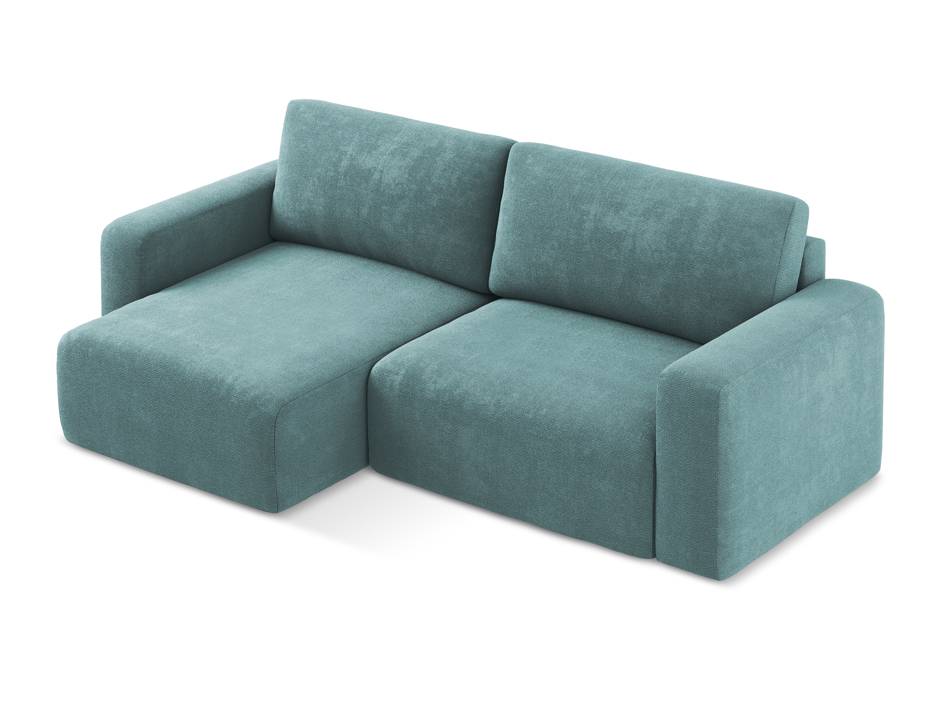 Left-sided corner sofa bed KONA in denim blue chenille