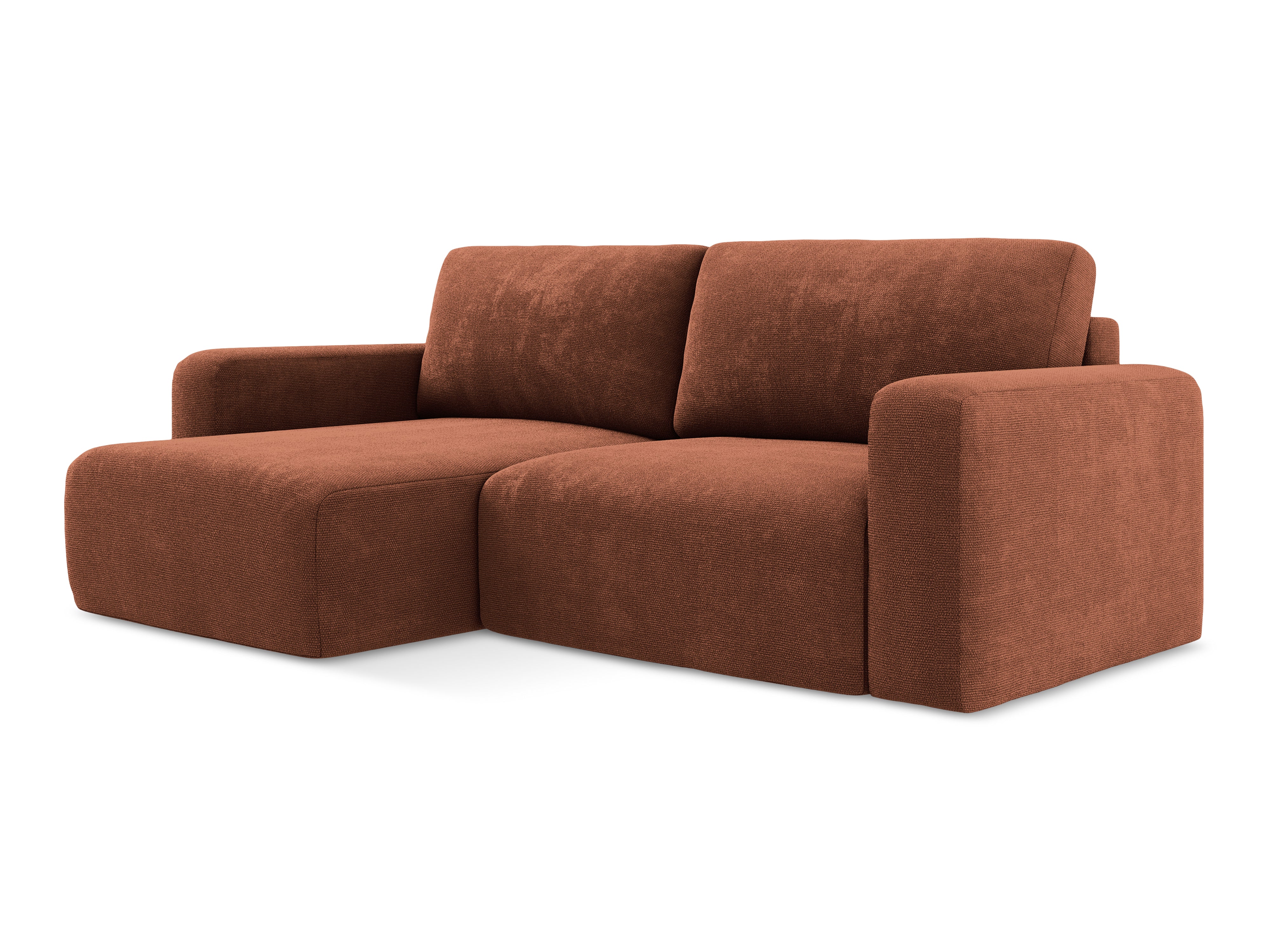 Links hoekbank met slaapfunctie KONA terracotta chenille
