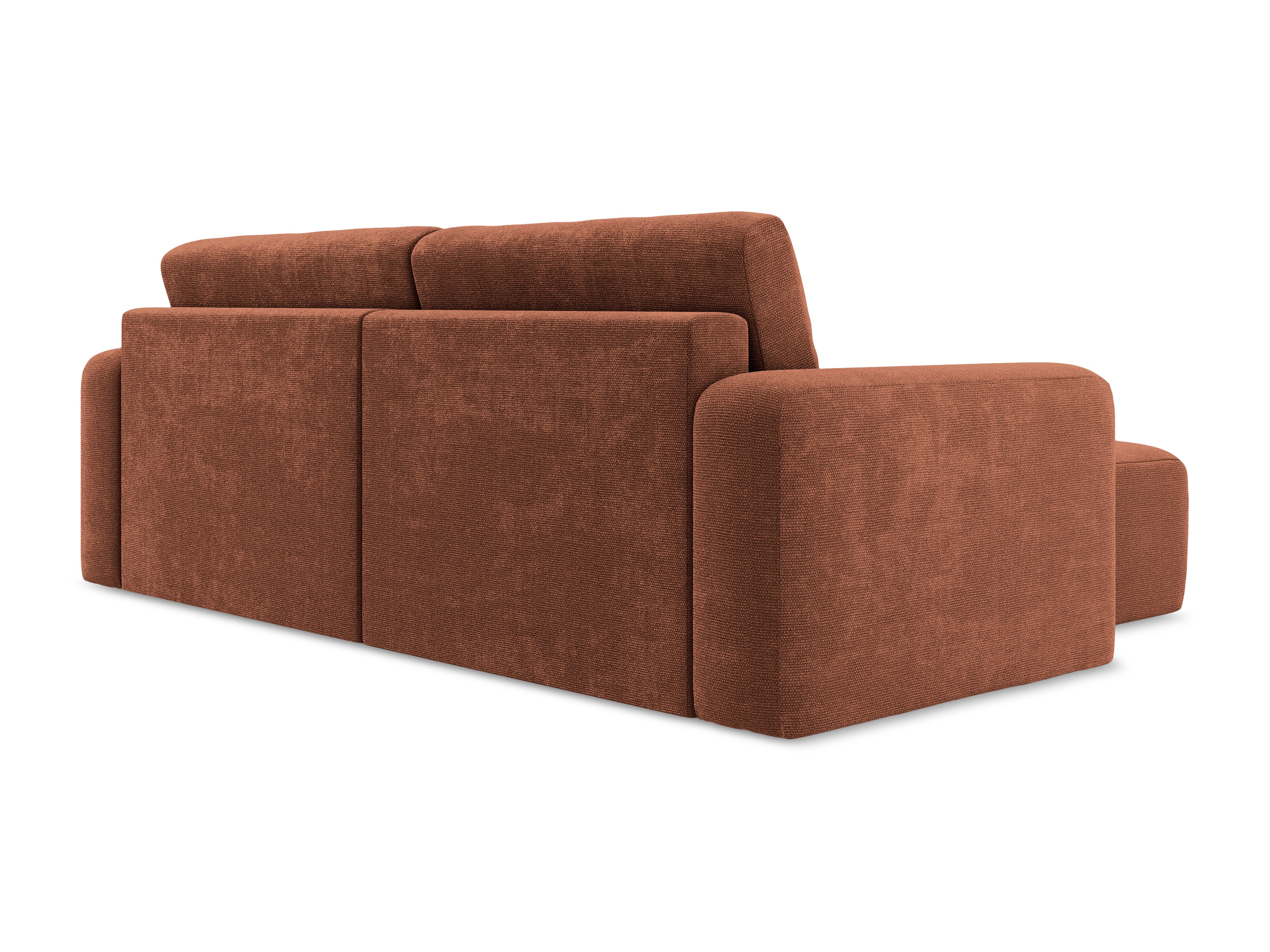 Links hoekbank met slaapfunctie KONA terracotta chenille