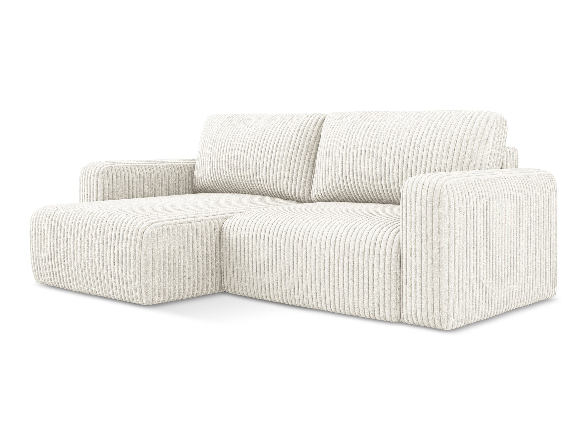 Linksseitige Schlafcouch KONA in hellbeigem Cord