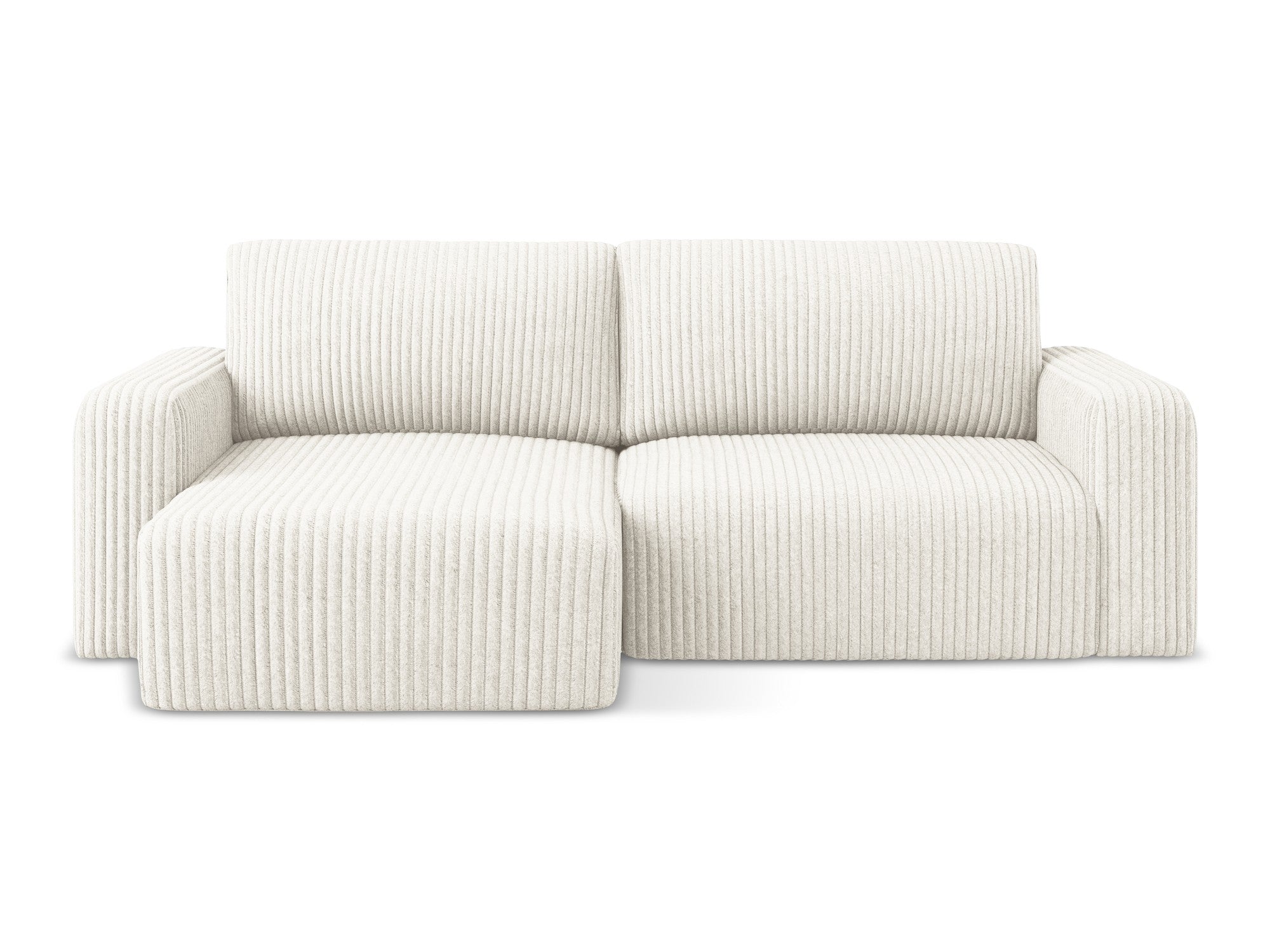 Linksseitige Schlafcouch KONA in hellbeigem Cord