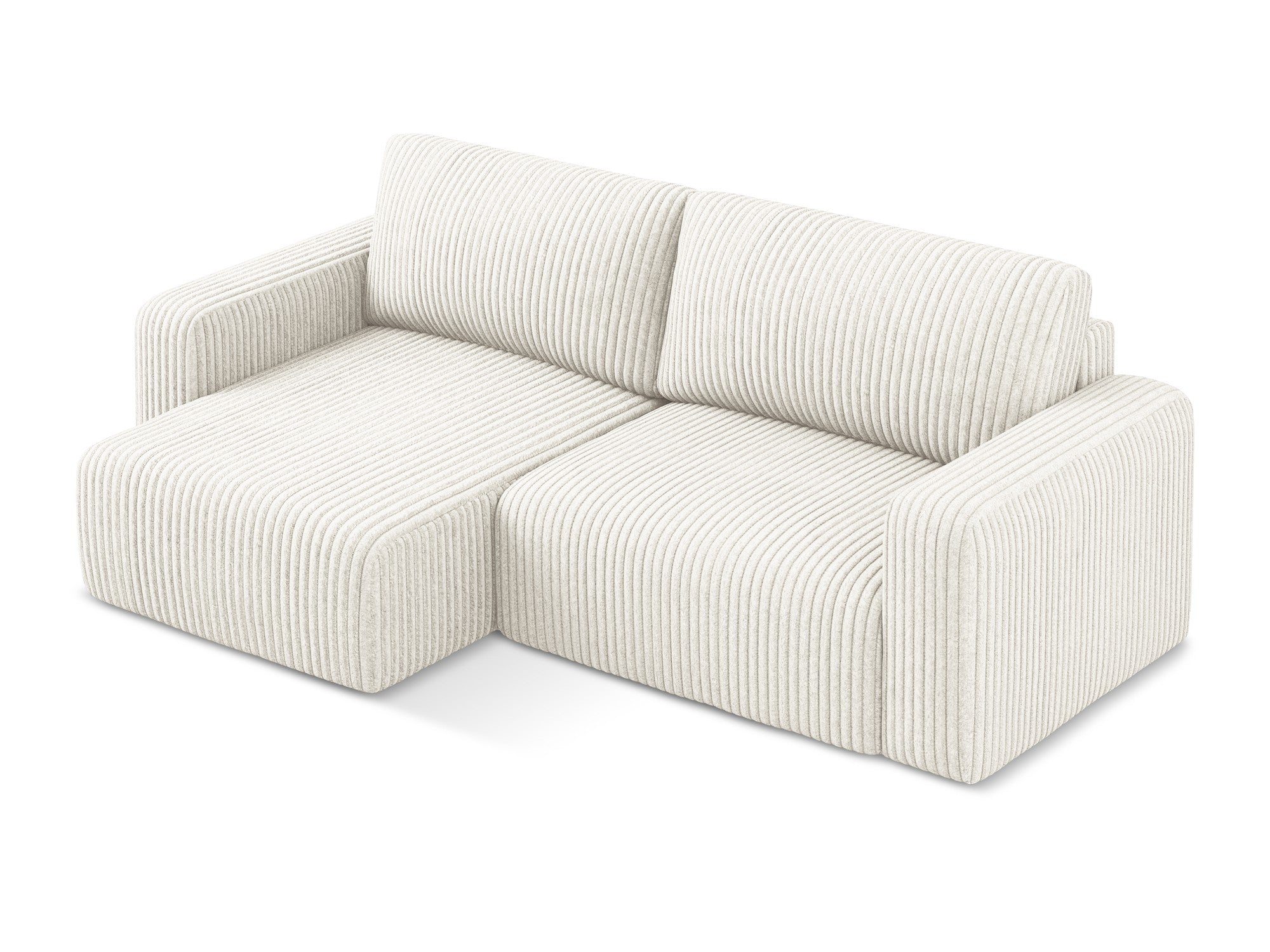 Linksseitige Schlafcouch KONA in hellbeigem Cord
