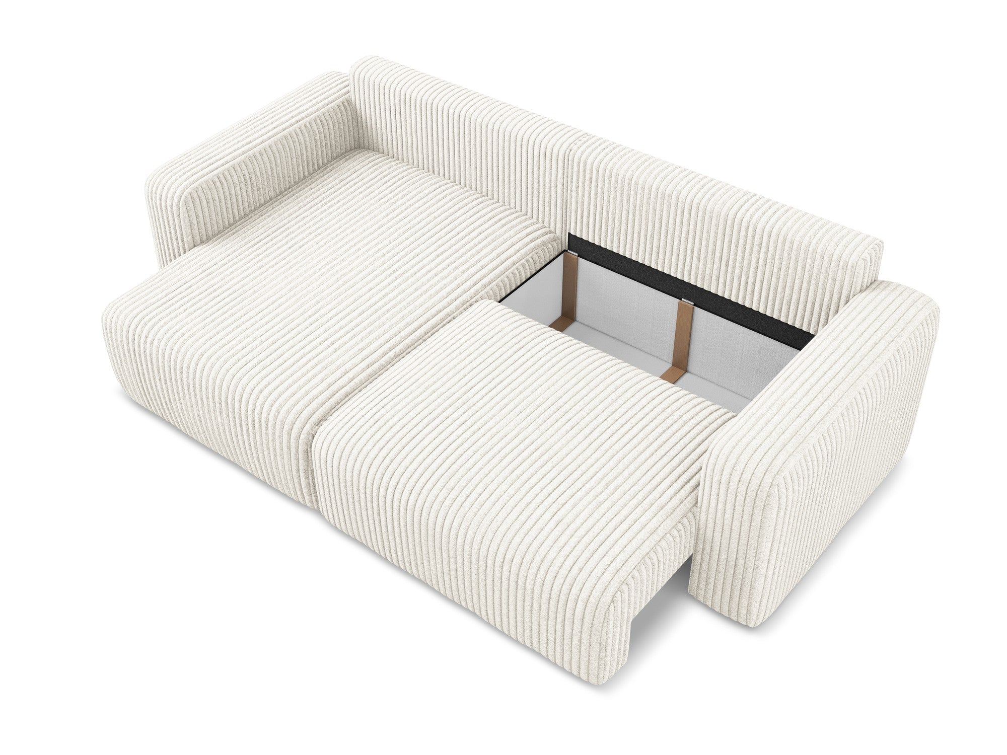 Linksseitige Schlafcouch KONA in hellbeigem Cord