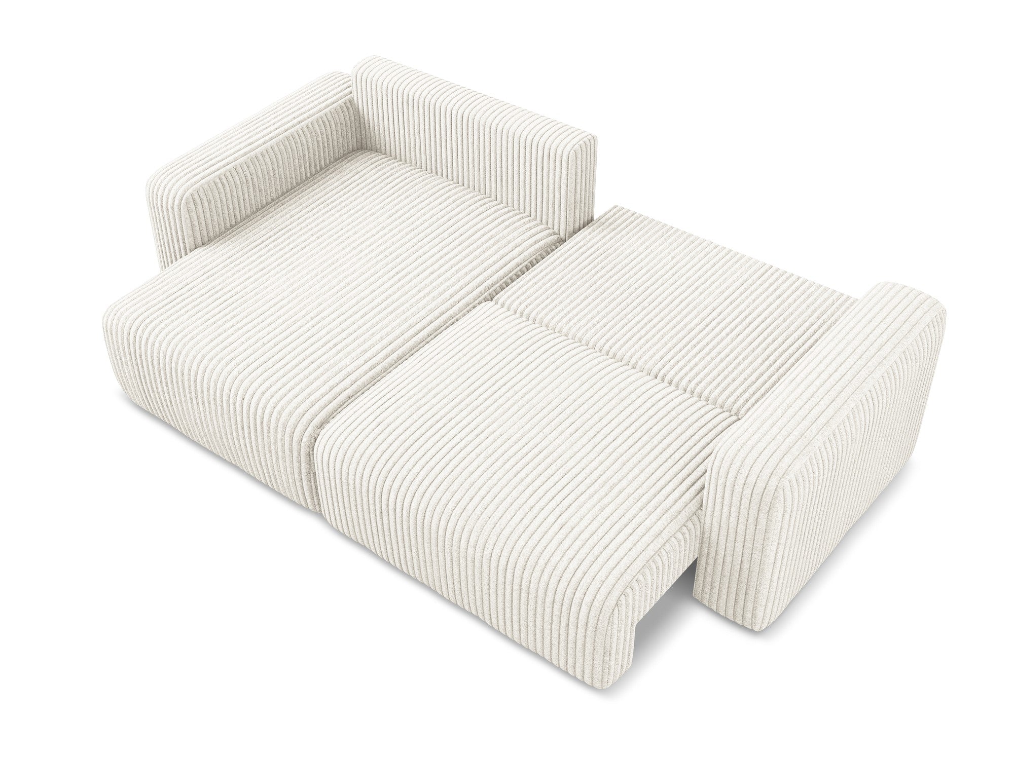 Linksseitige Schlafcouch KONA in hellbeigem Cord