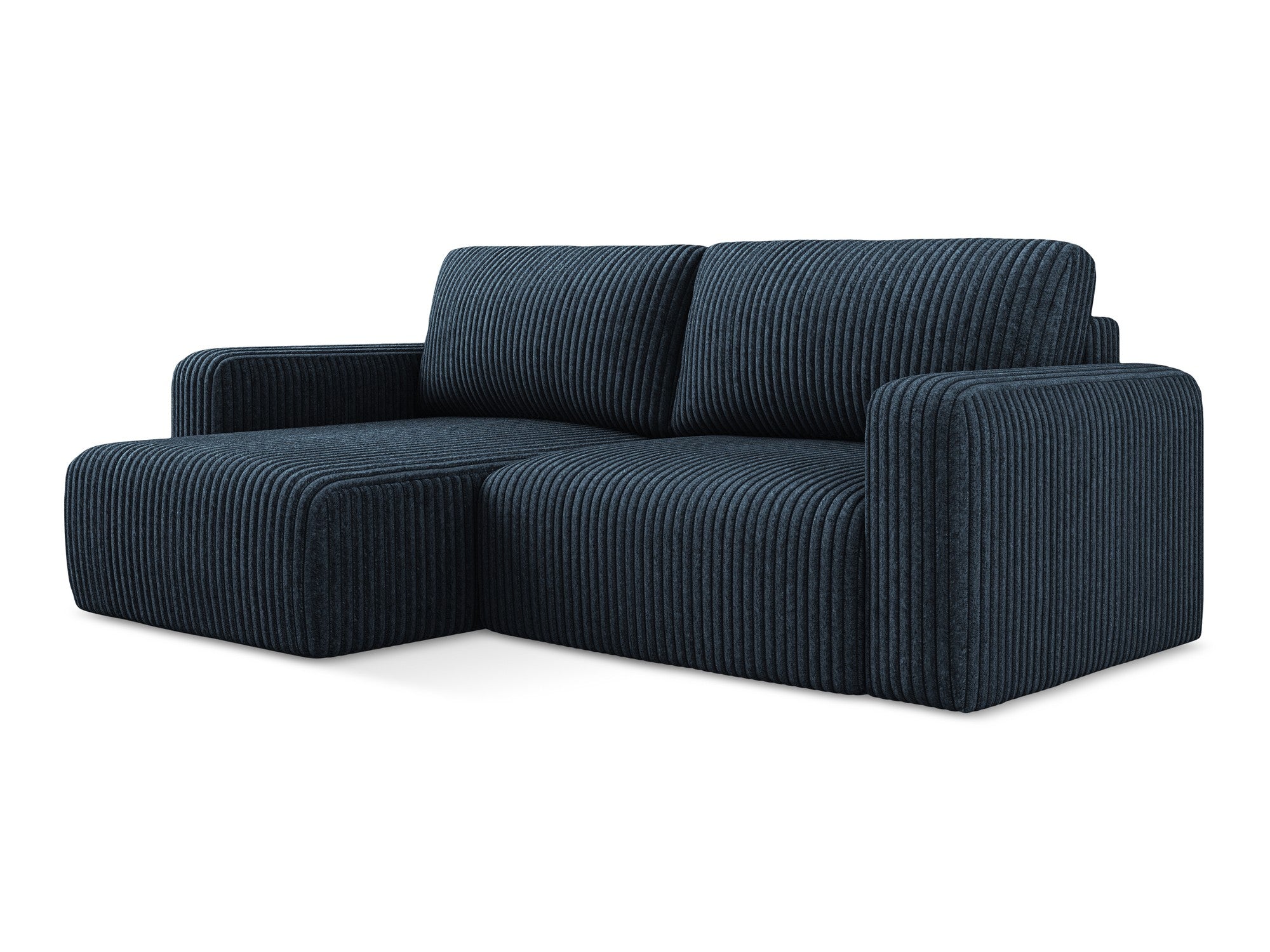 Linker hoekbank met slaapfunctie KONA koninklijk blauw corduroy
