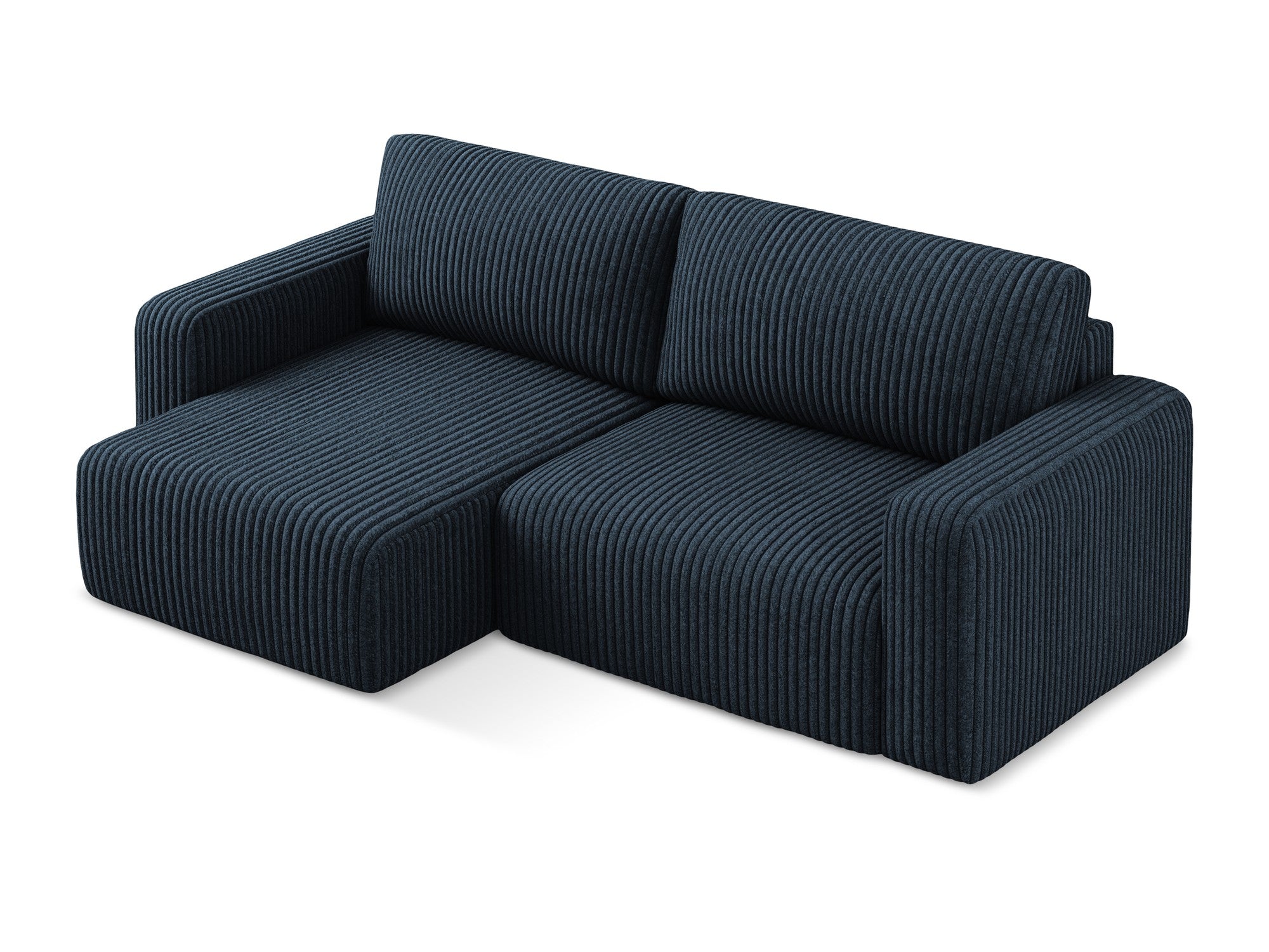 Linker hoekbank met slaapfunctie KONA koninklijk blauw corduroy