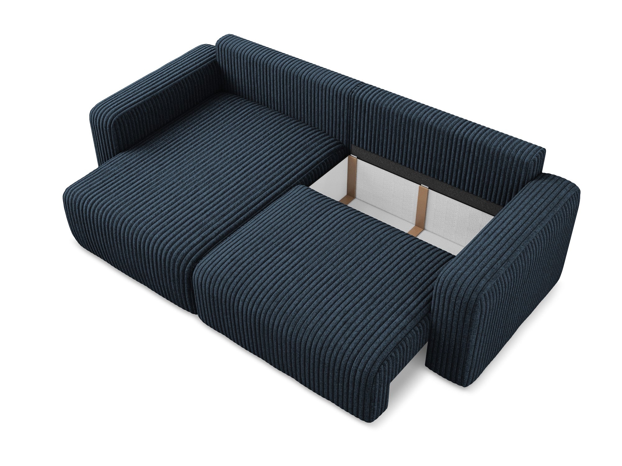 Linker hoekbank met slaapfunctie KONA koninklijk blauw corduroy