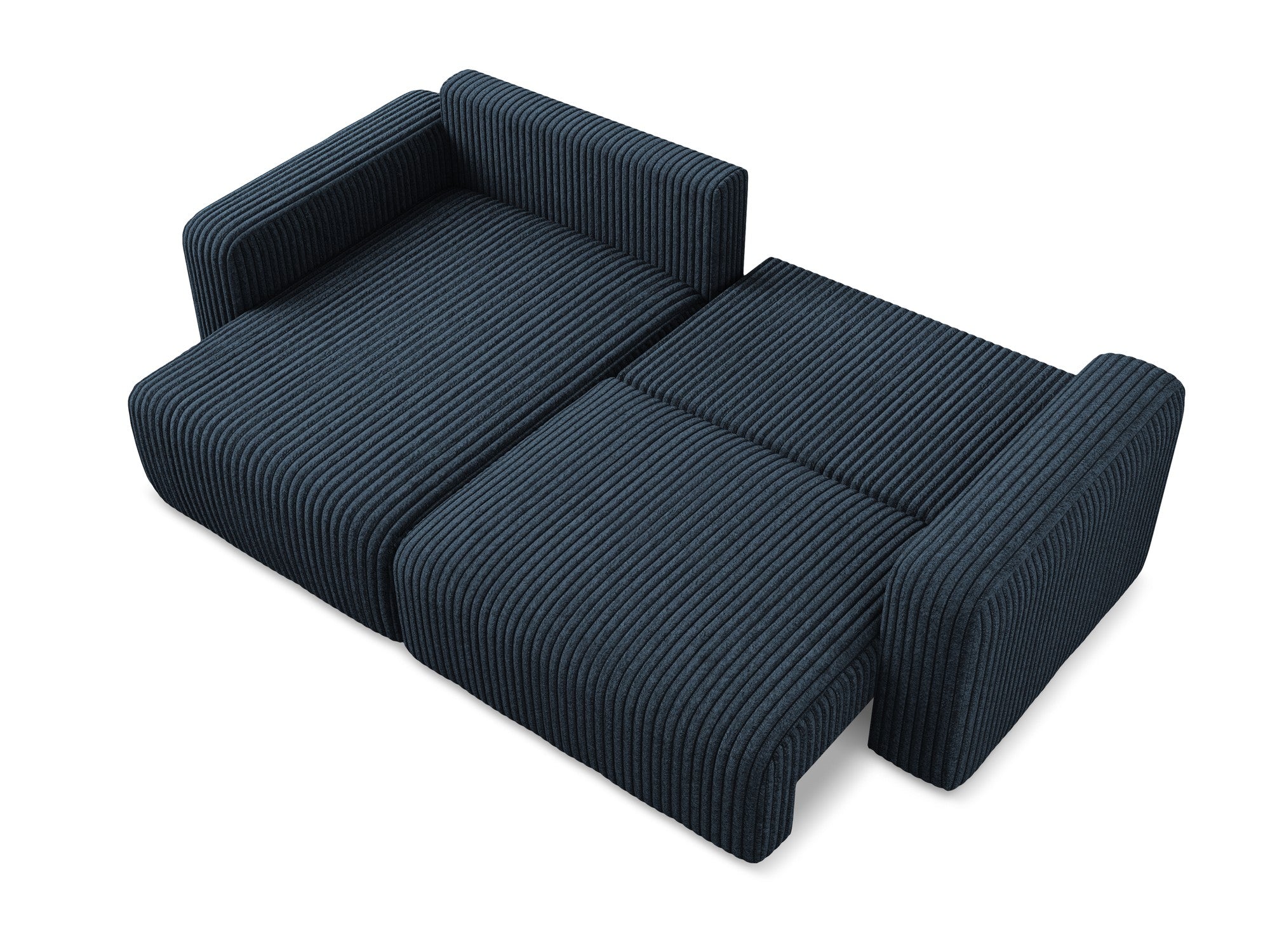 Linker hoekbank met slaapfunctie KONA koninklijk blauw corduroy