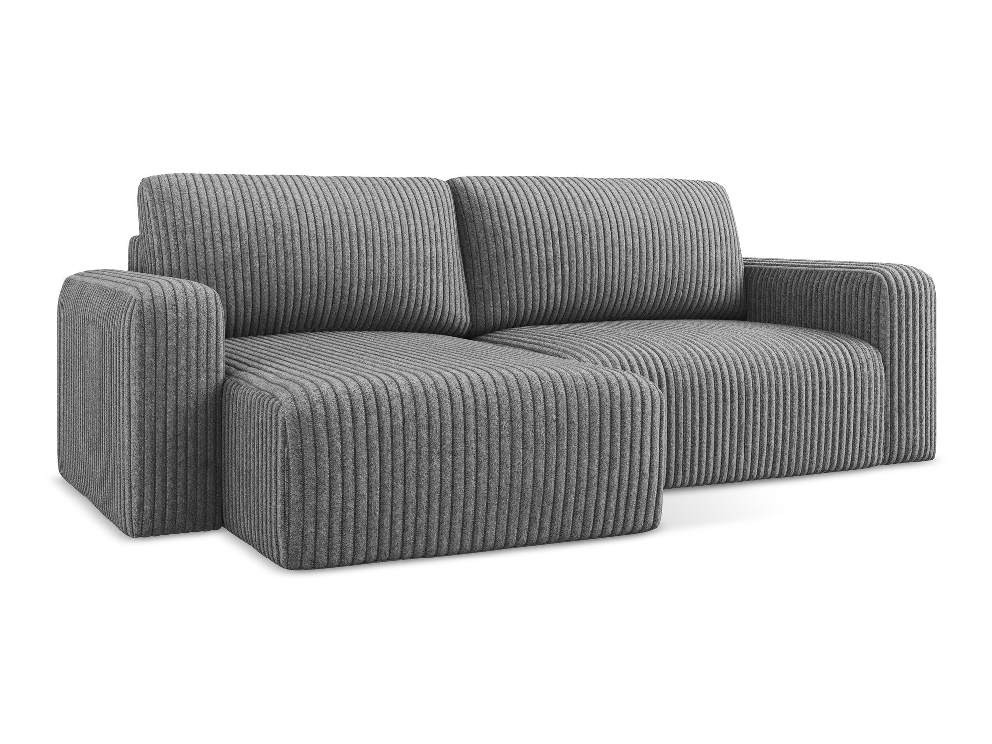 Linksseitige Schlafcouch KONA in dunkelgrauem Cord