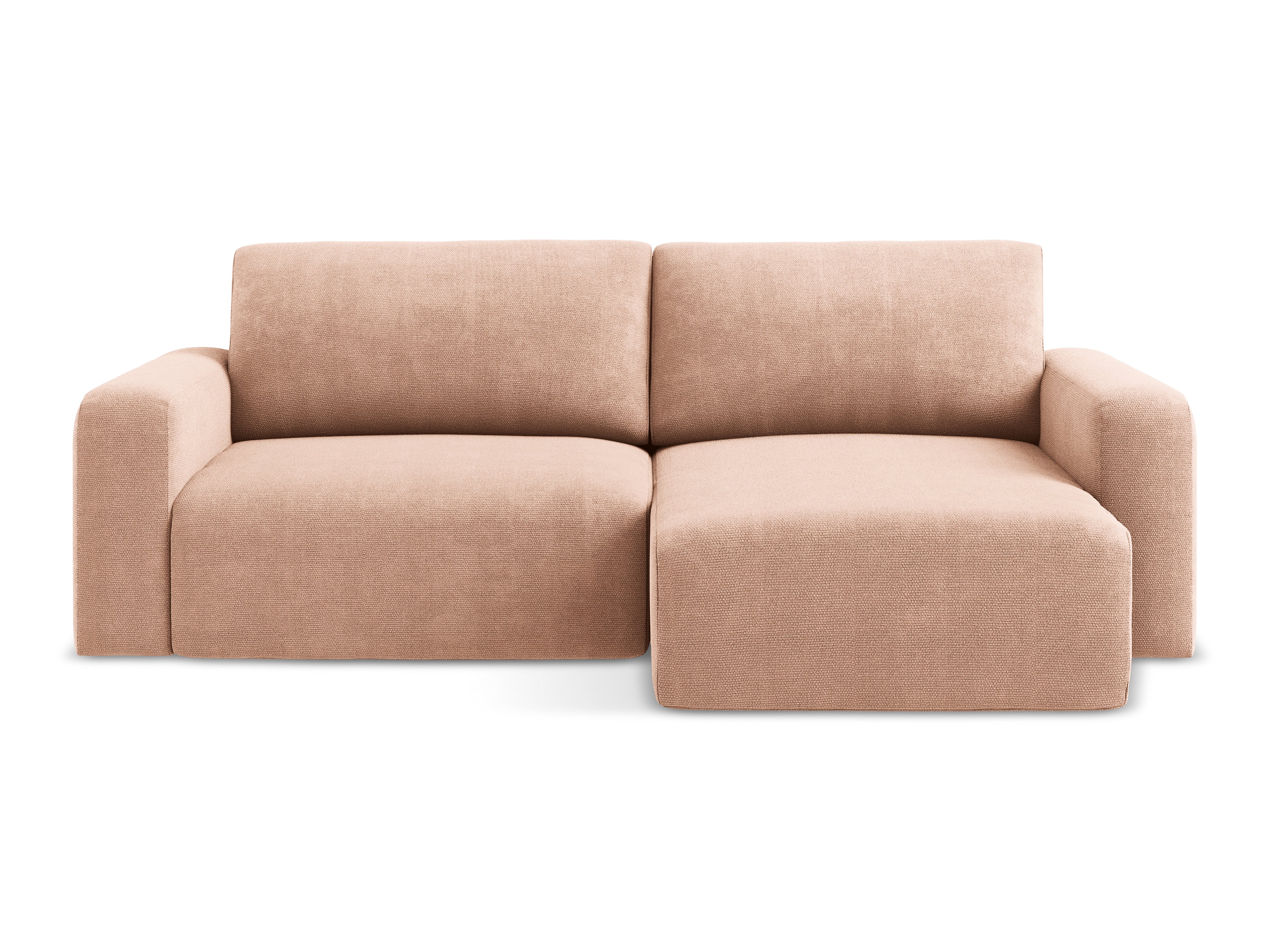 Rechthoekige bank met slaapfunctie KONA perzikkleurig chenille