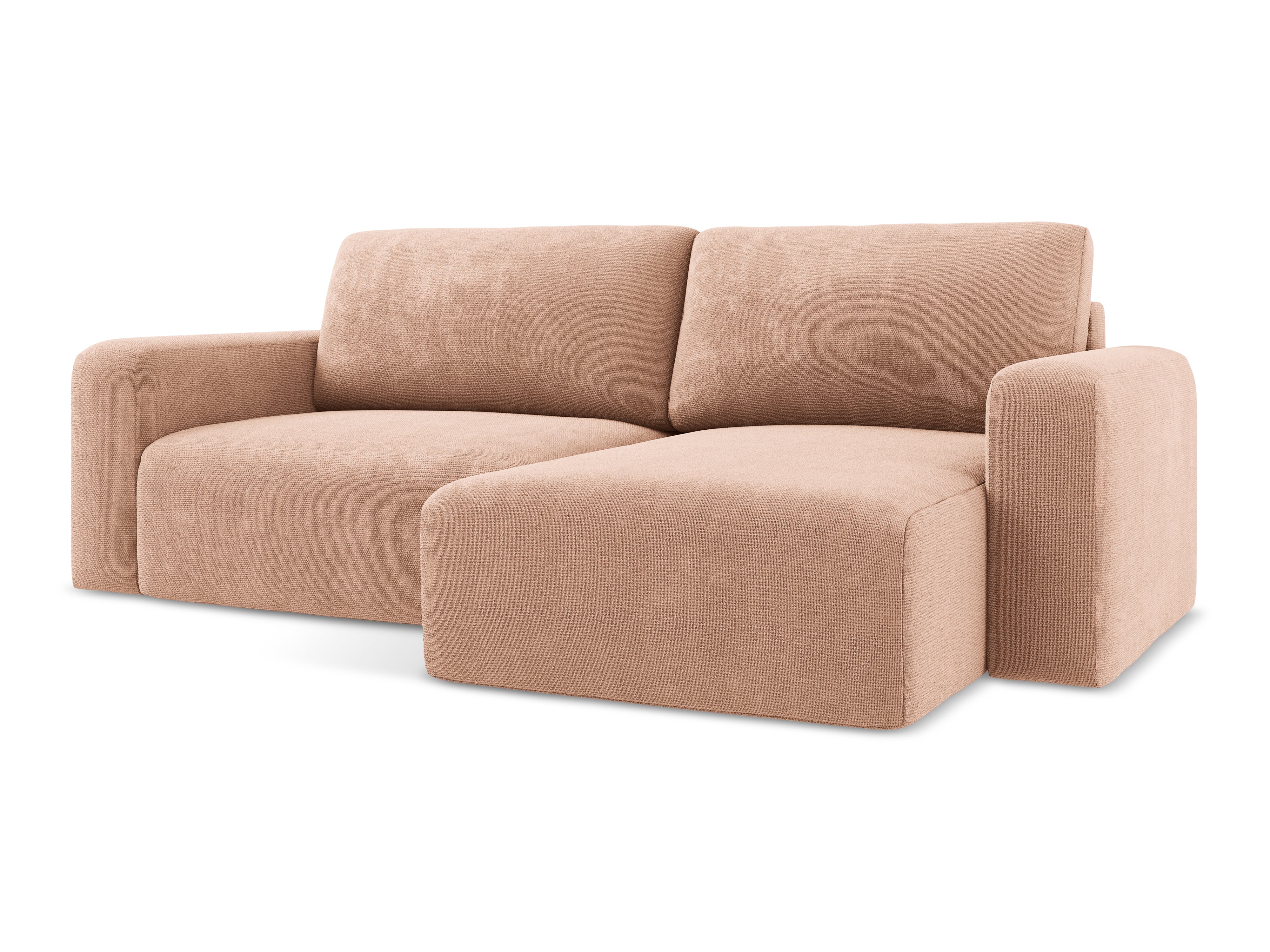 Rechthoekige bank met slaapfunctie KONA perzikkleurig chenille