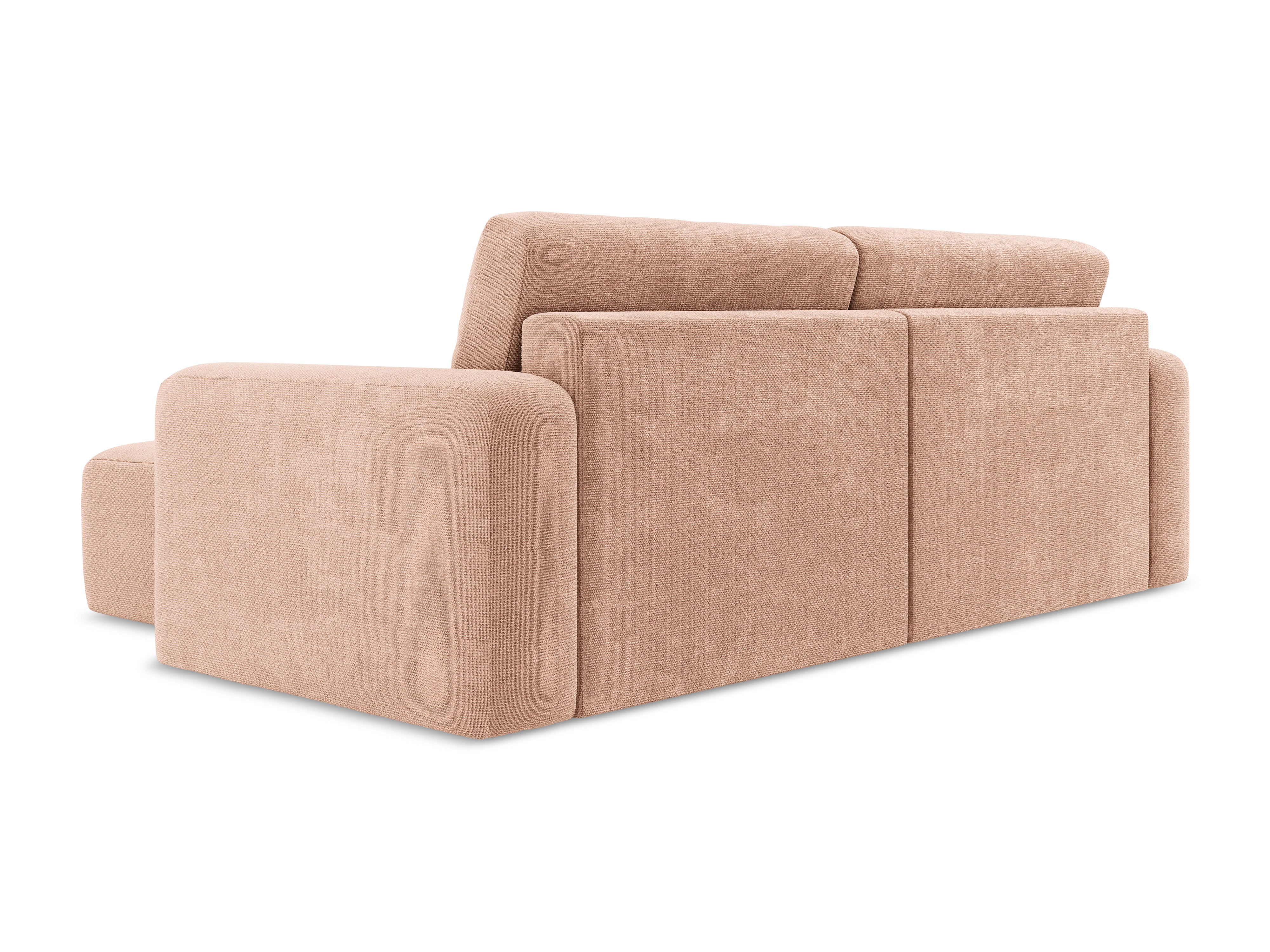 Rechthoekige bank met slaapfunctie KONA perzikkleurig chenille