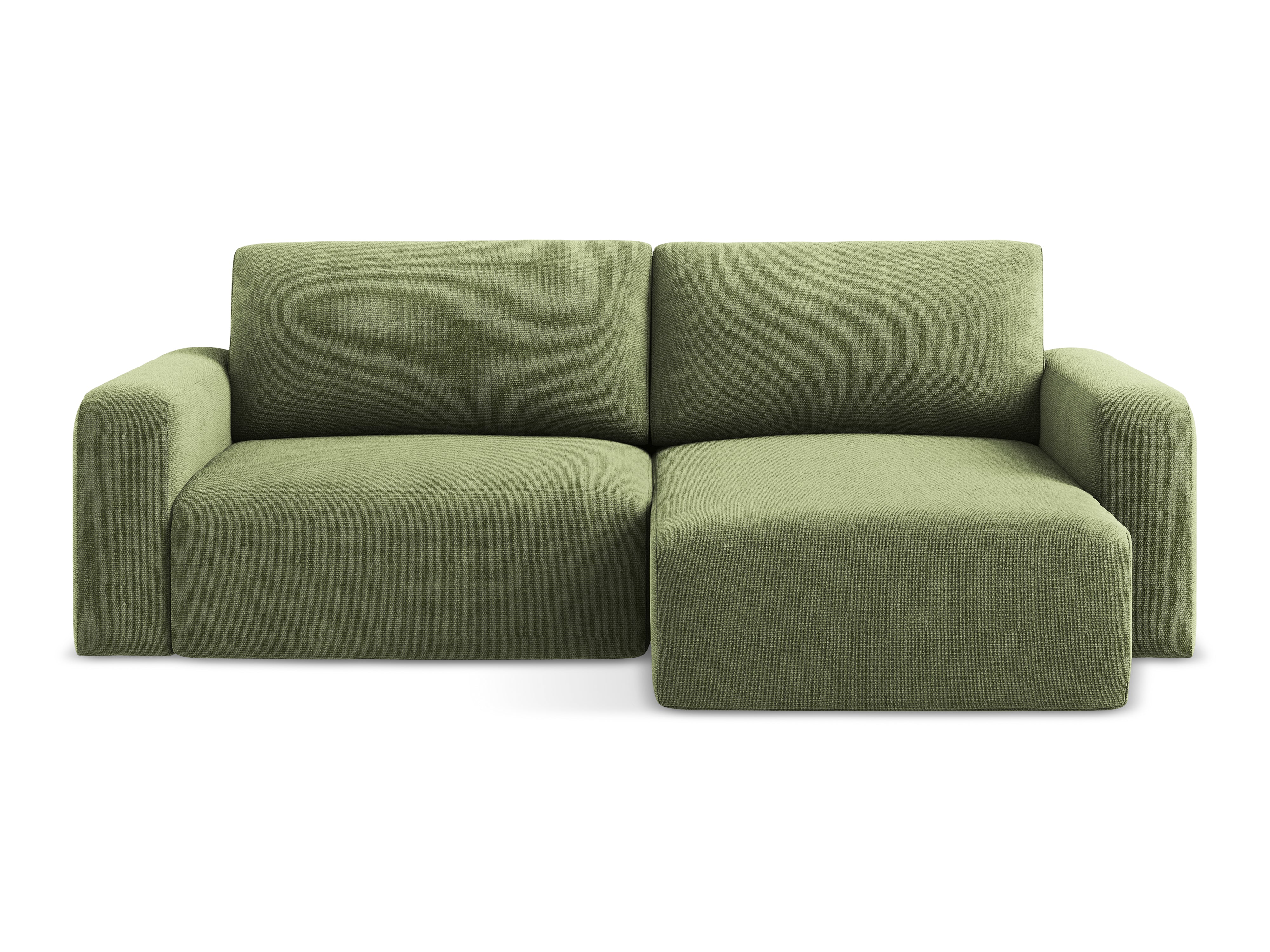 Right-facing corner sofa bed KONA green chenille