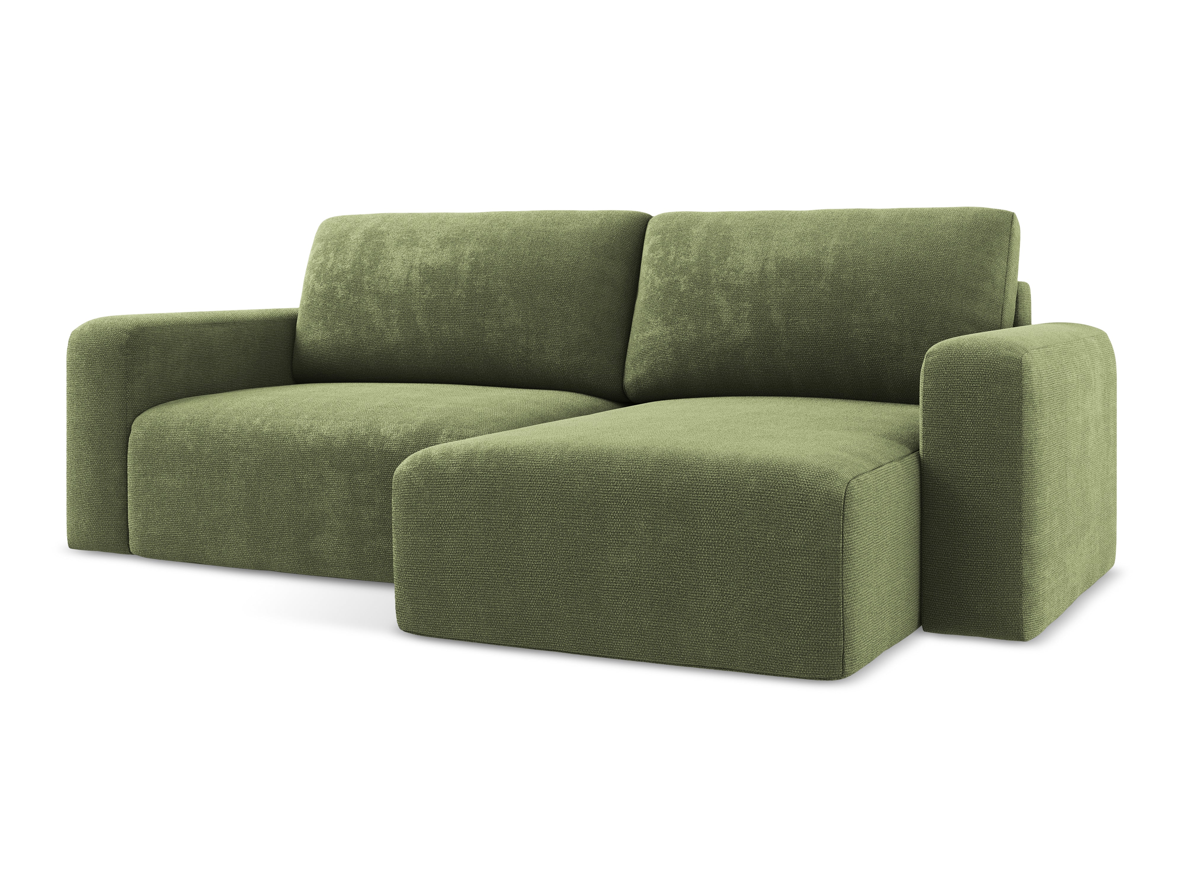 Right-facing corner sofa bed KONA green chenille