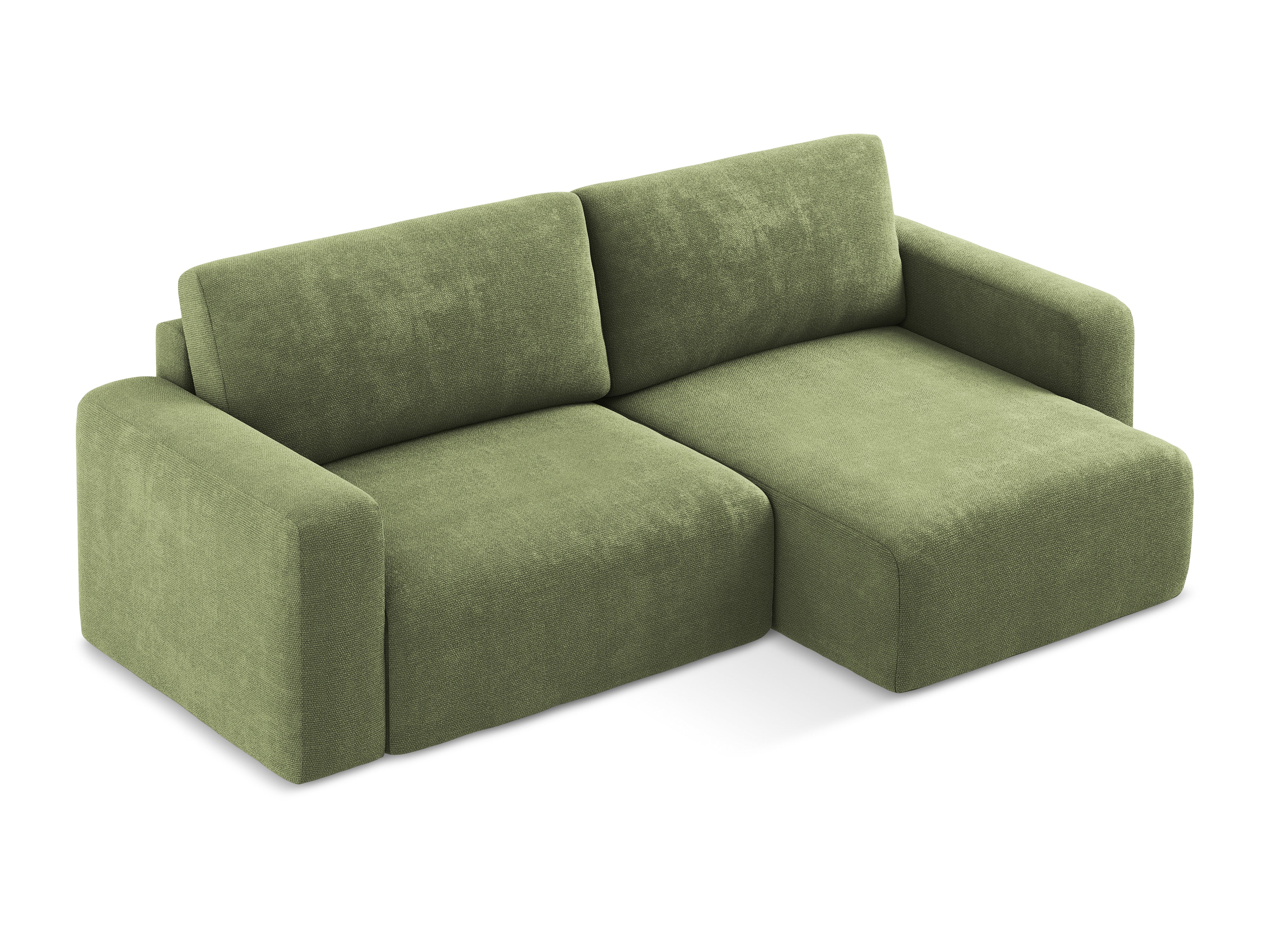 Right-facing corner sofa bed KONA green chenille