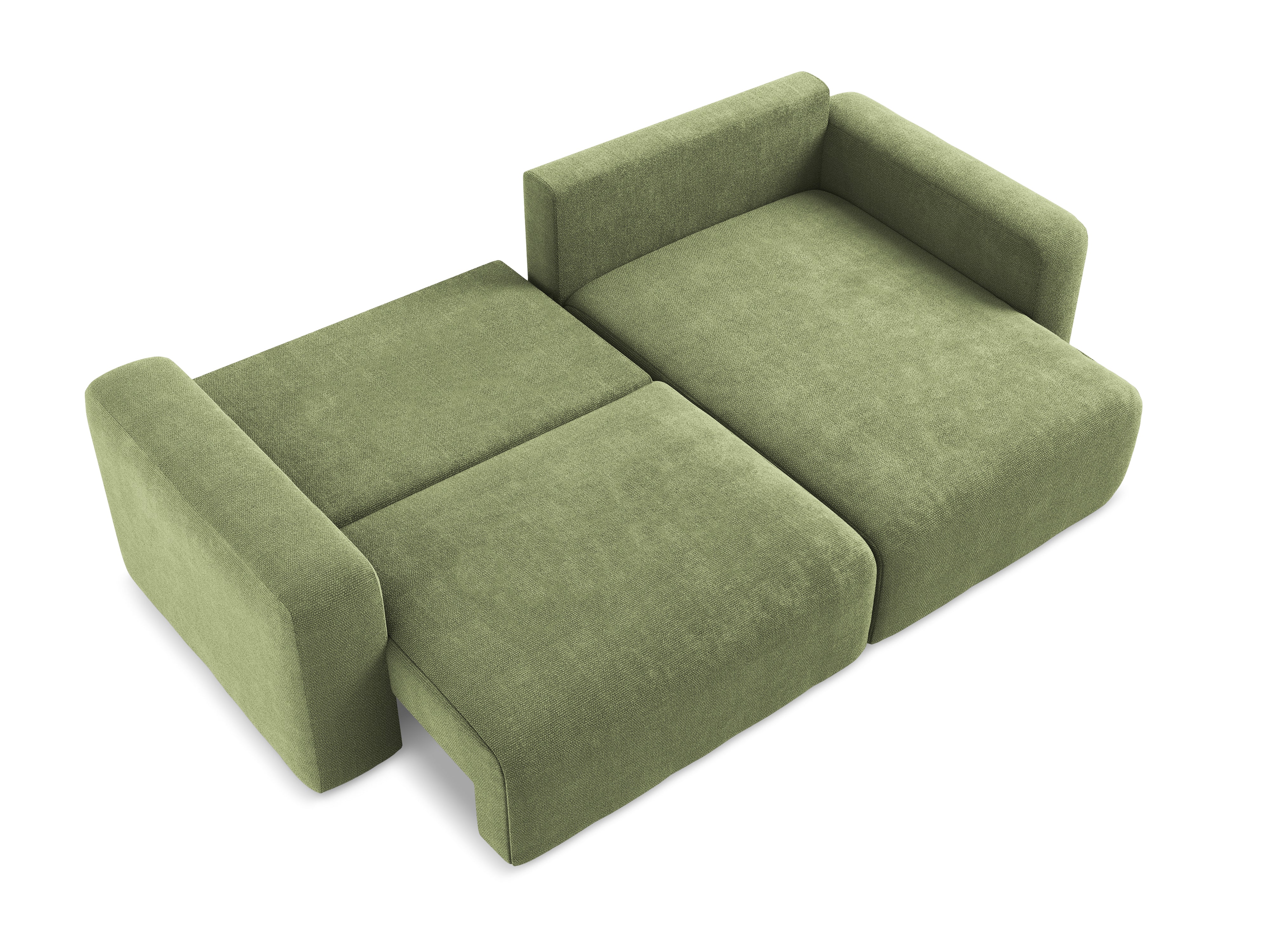 Right-facing corner sofa bed KONA green chenille