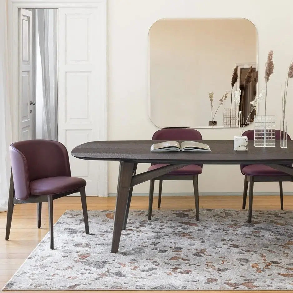 Armchair ABREY upholstered with a dark wooden base