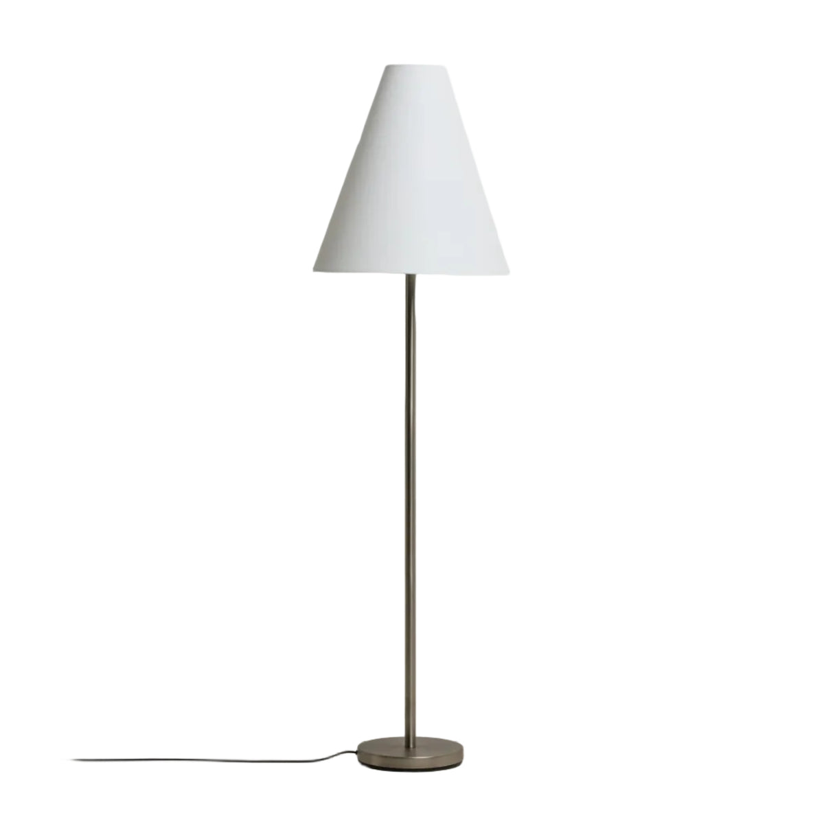 Lampa podłogowa NAVAT srebrny szczotkowany metal z bawełnianym abażurem – Kave Home
