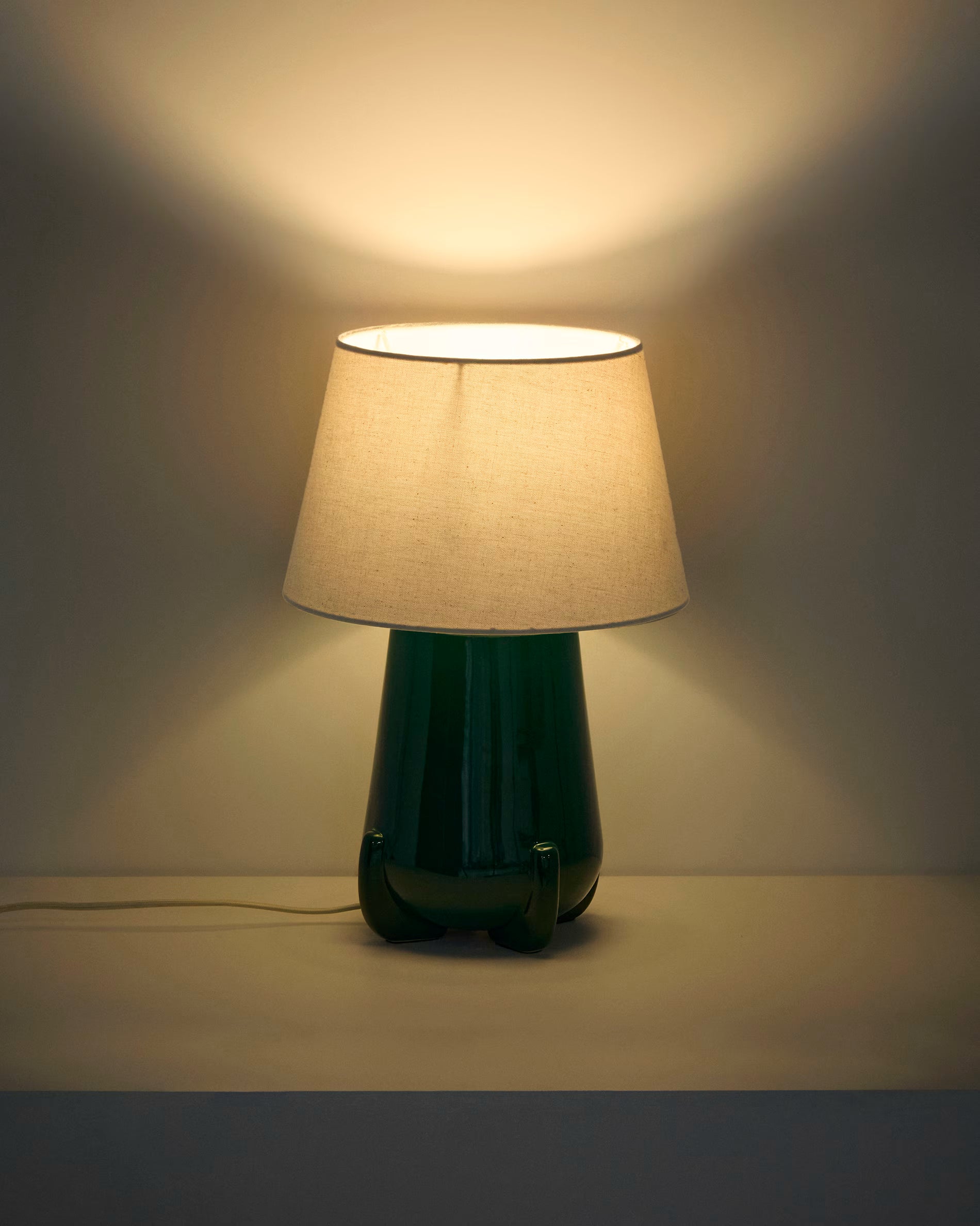 Tafellamp ODRA beige met groene voet