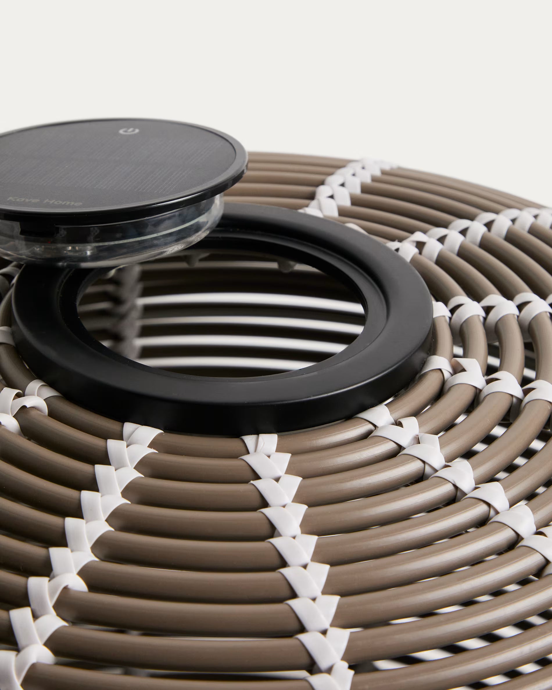 GAROINA taupe solar garden lamp synthetic rattan