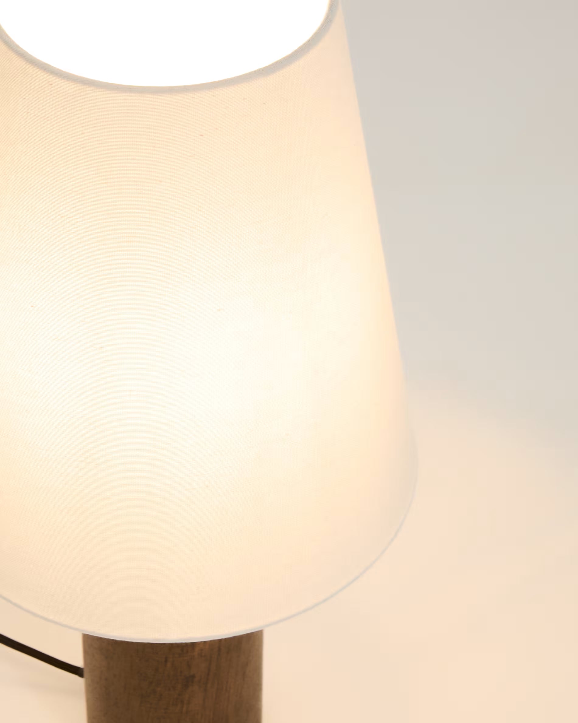 MARGA table lamp dark rubber wood with white shade